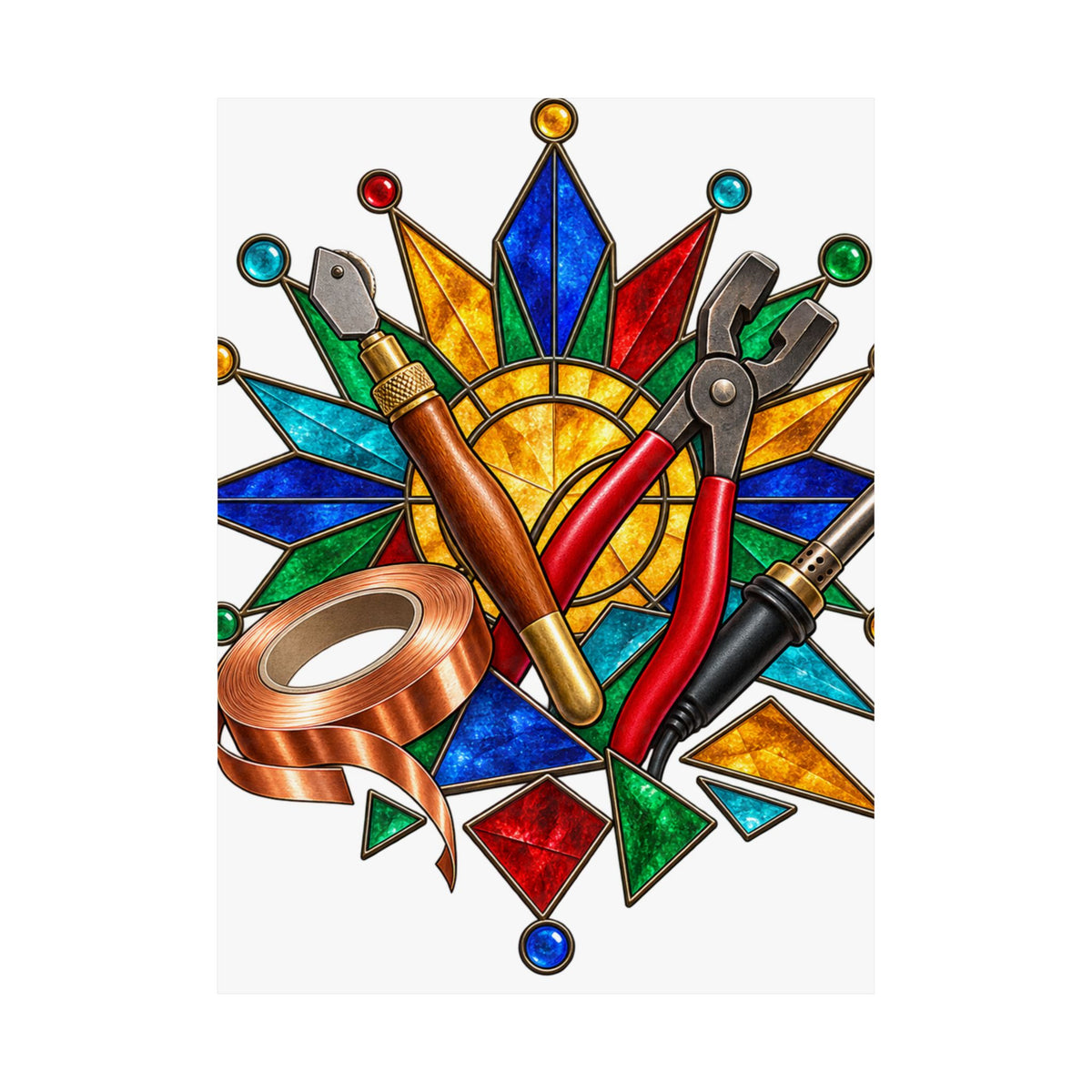 Stained Glass Workshop Tools Poster