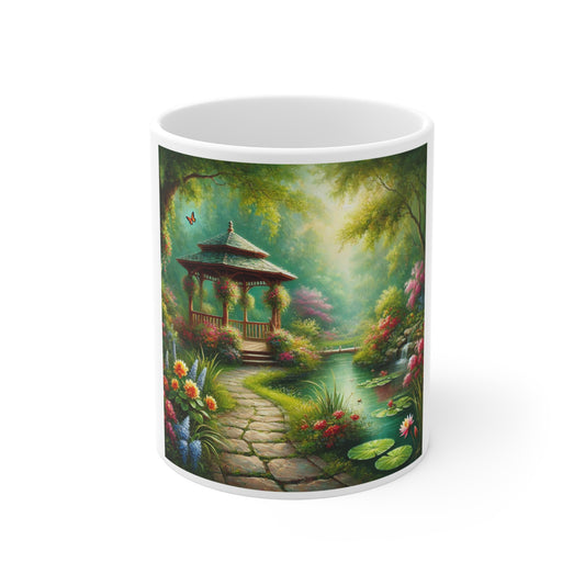 Spring Garden Gazebo Floral Landscape Coffee Mug