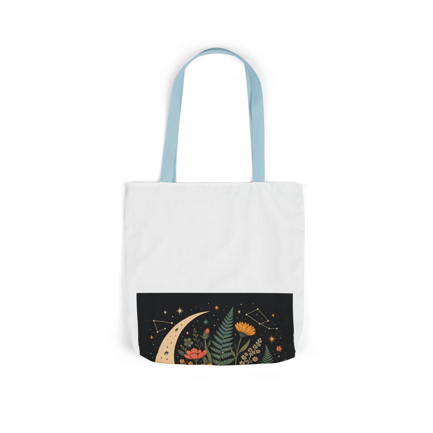 Celestial Wildflower Crescent Moon Botanical Tote Bag