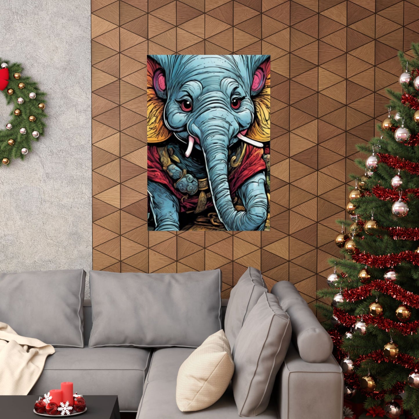 Colorful Elephant Garden Parade Wildlife Wall Art Poster