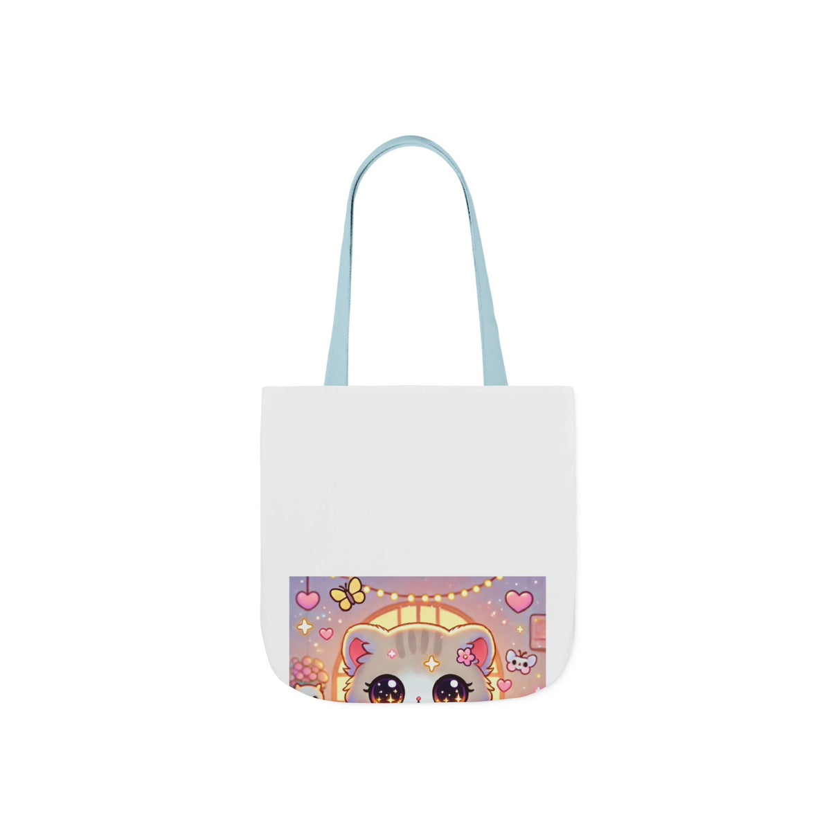 Cozy Kawaii Knitting Cat Pastel Yarn Canvas Tote Bag