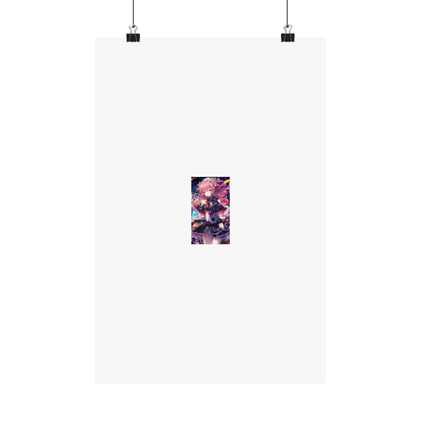 Pink Haired Fantasy Heroine Anime Portrait Poster Art