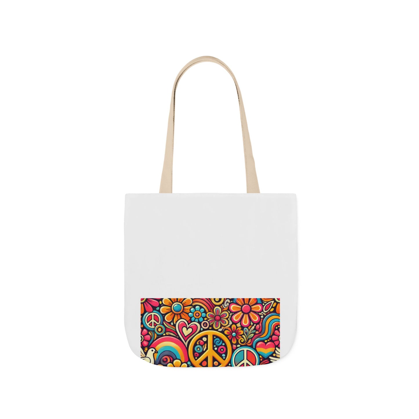 Colorful Peace Floral Pattern Canvas Tote Bag