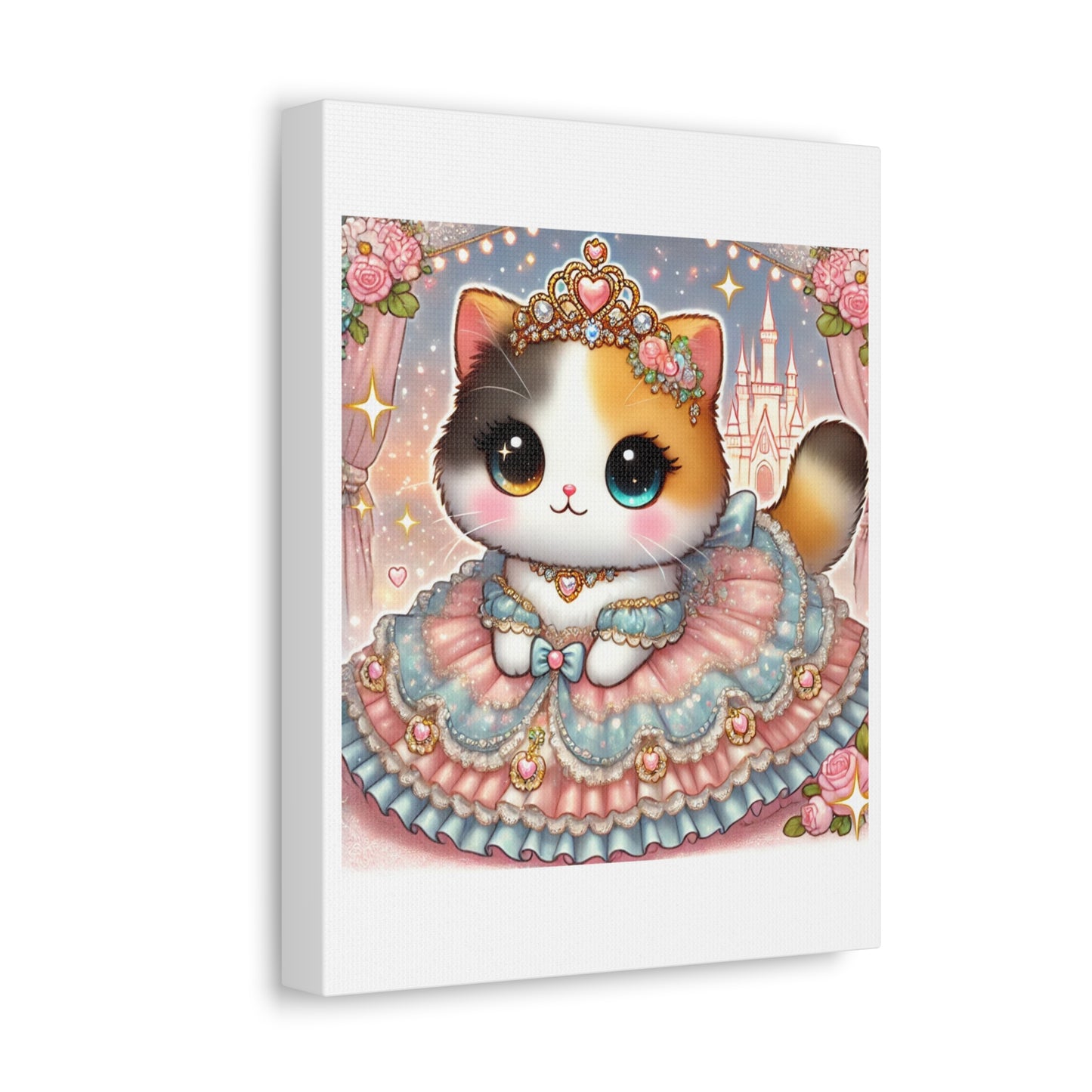 Pastel Princess Calico Cat Fantasy Canvas Wall Art