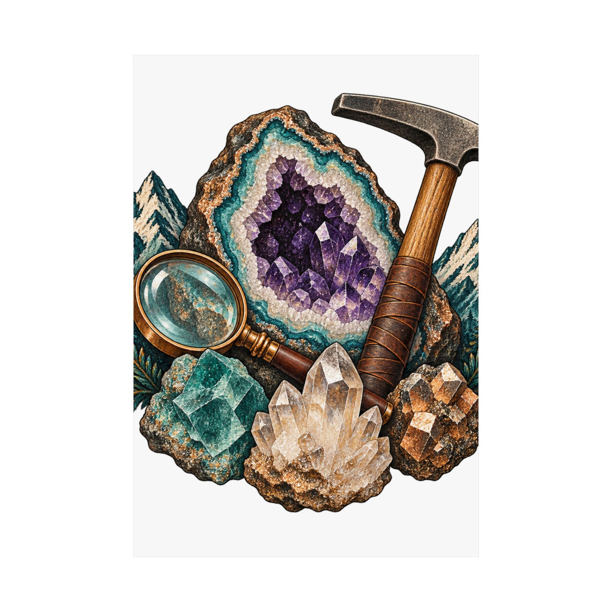 Vintage Geode and Rockhounding Field Kit Poster