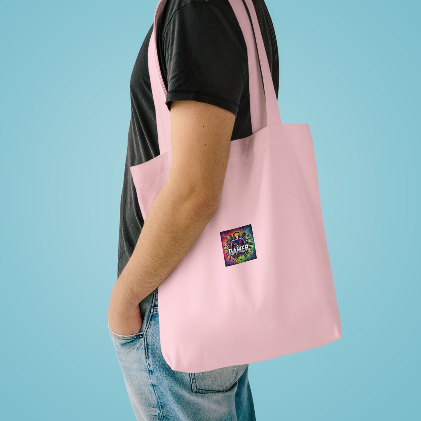 Neon Gamer Energy Retro Arcade Gaming Tote Bag Gift