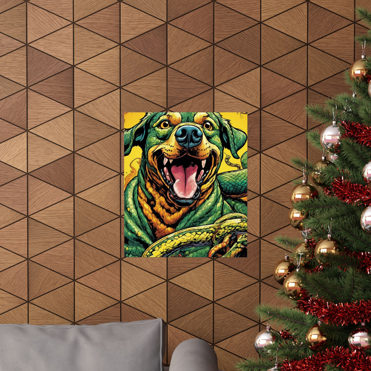 Surreal Serpent Hound Dark Fantasy Wall Art Poster