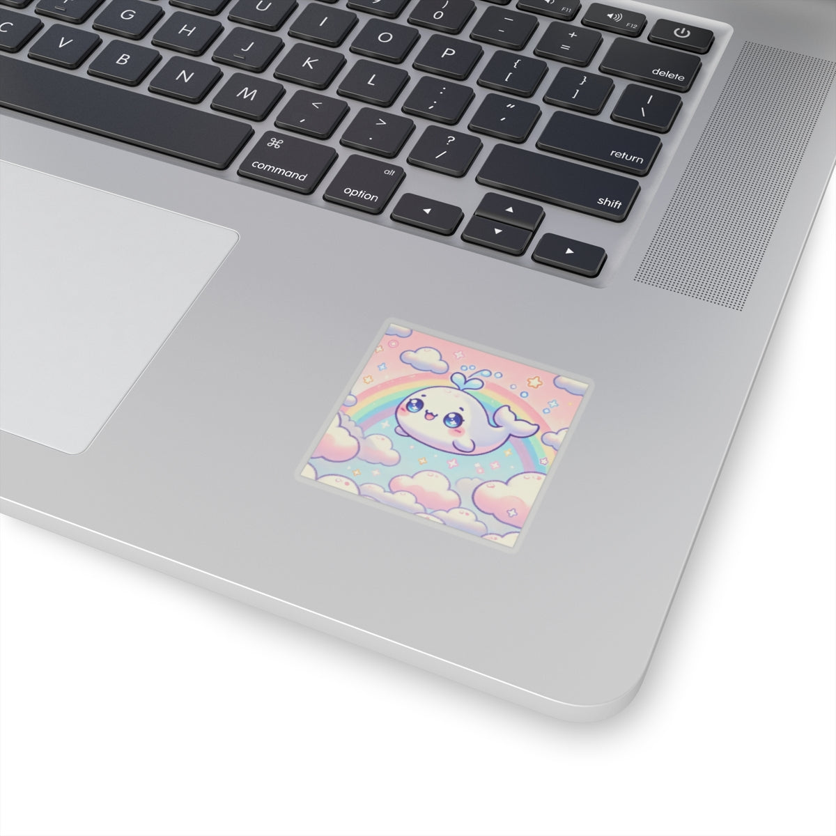 Kawaii Rainbow Whale Pastel Cloud Sticker