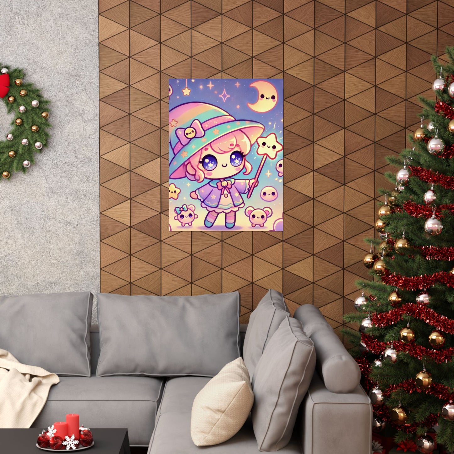 Kawaii Moon Wand Pastel Fantasy Wall Art Poster