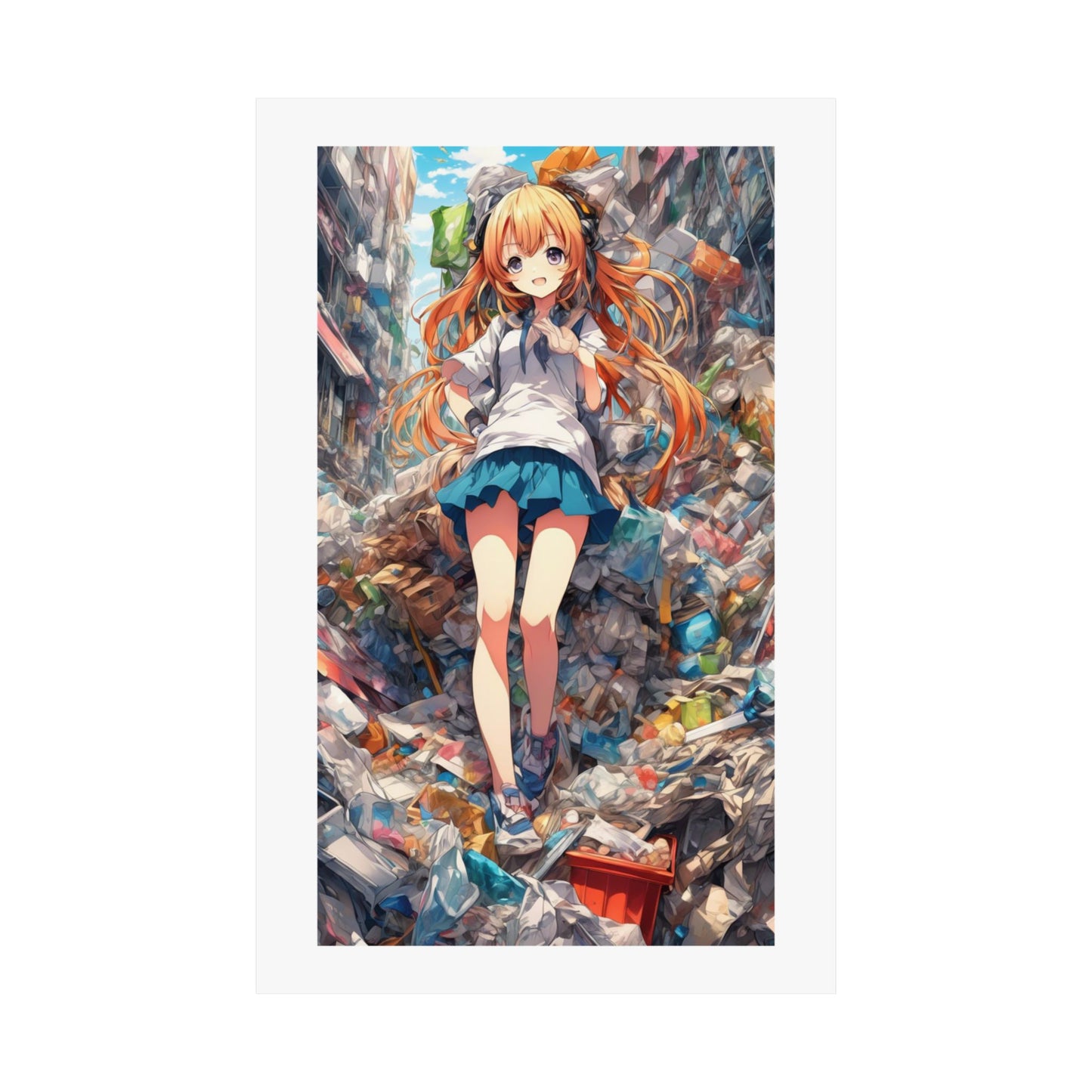 Recycling Rescue Anime Heroine Eco Street Art Poster