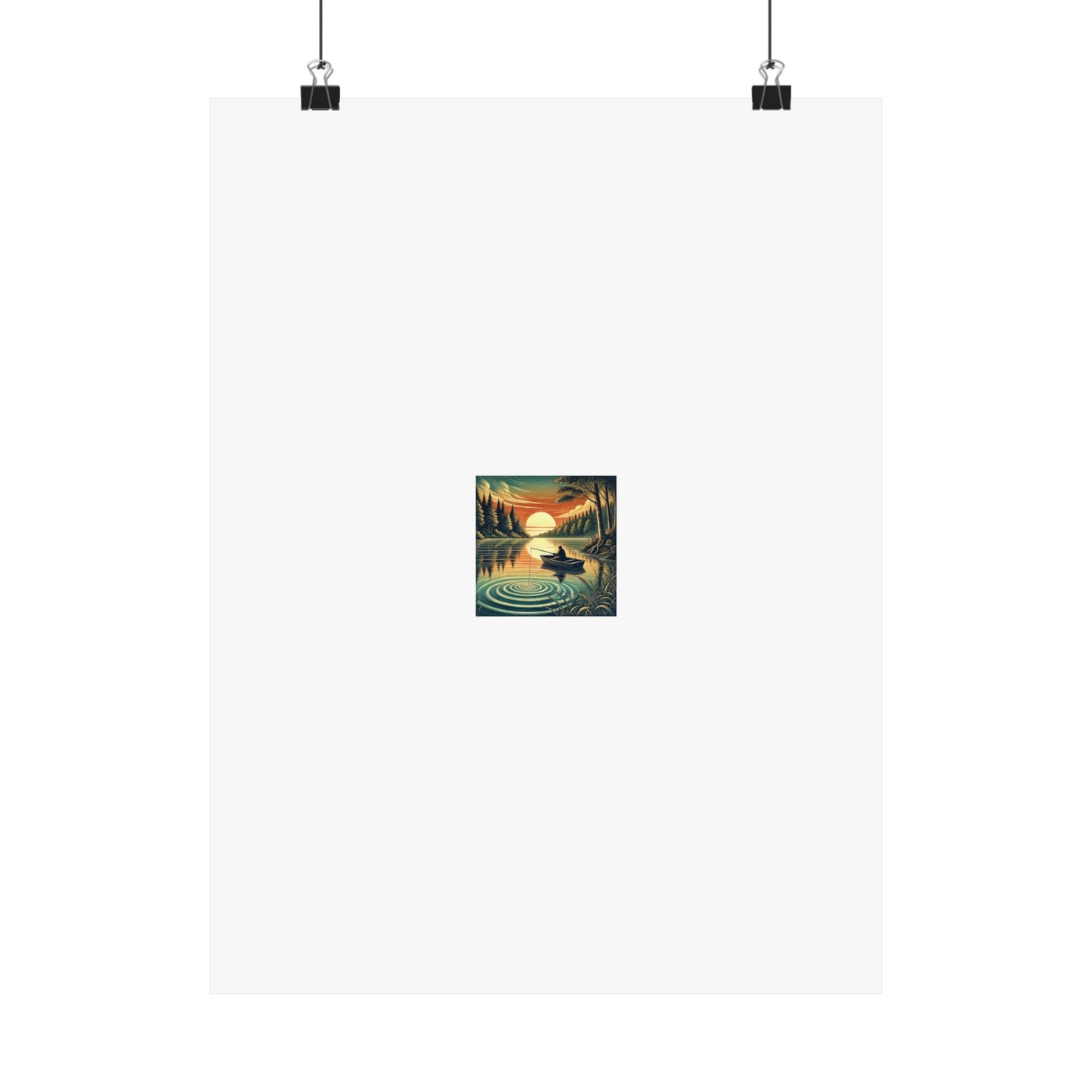 Sunset Lake Fishing Retreat Poster Lake House Fishing Wall Art Gift