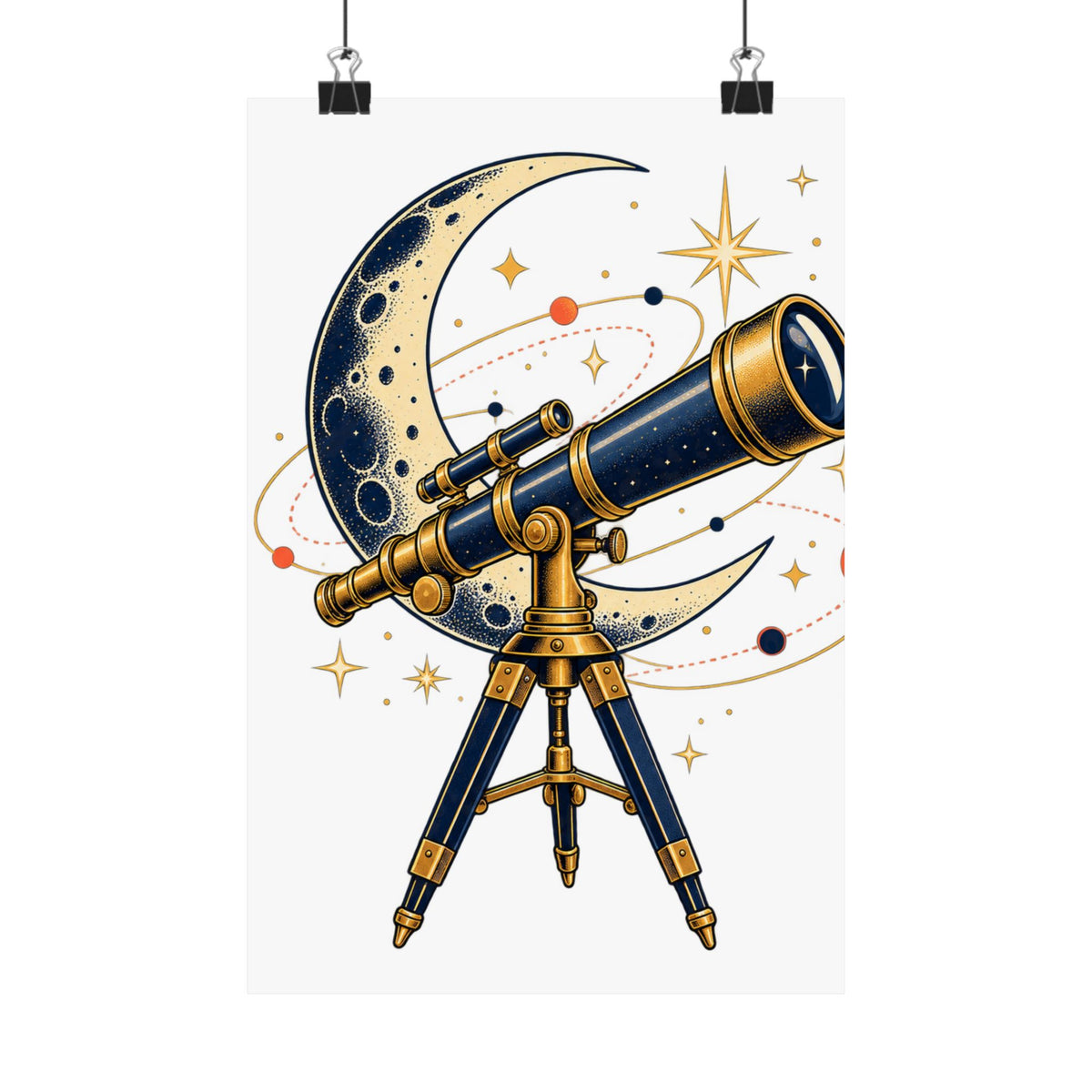 Vintage Telescope Celestial Astronomy Poster
