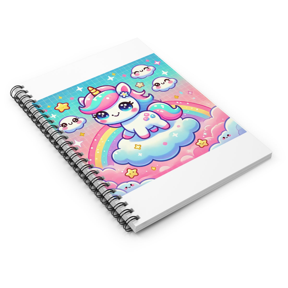 Pastel Rainbow Unicorn Cloud Kawaii Spiral Notebook