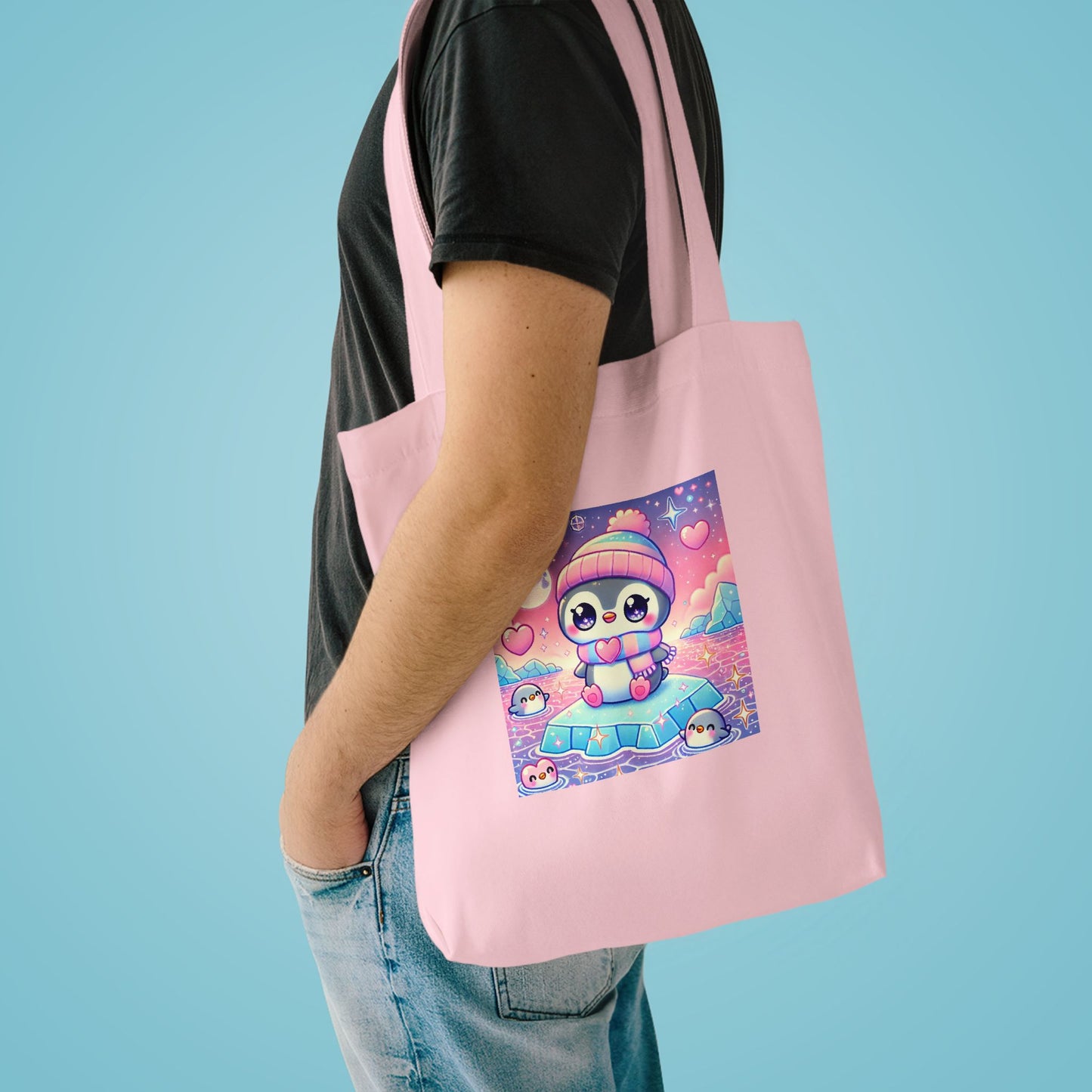 Cute Winter Penguin Ice Floe Kawaii Art Tote Bag