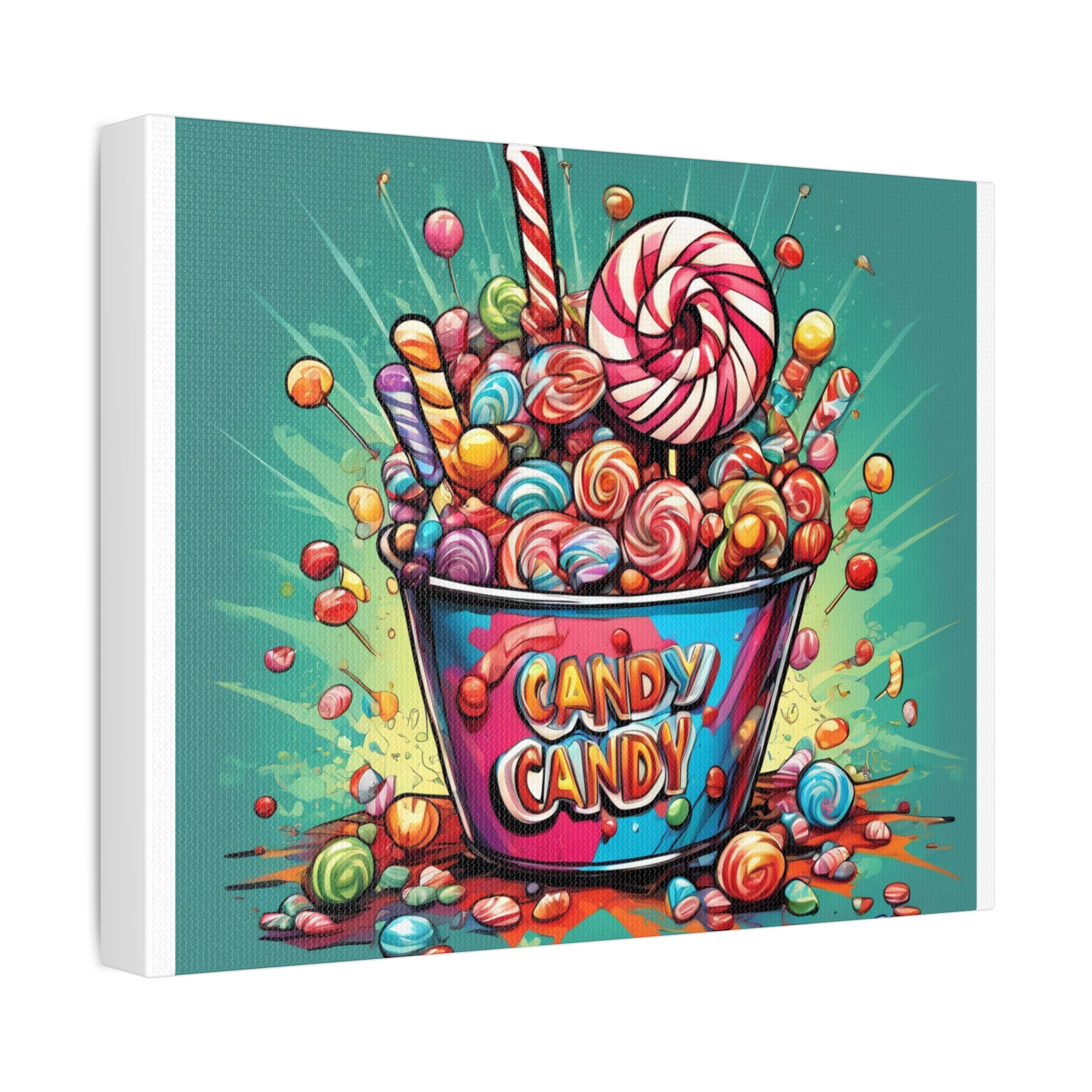 Holiday Candy Bucket Sweets Gift Art Canvas