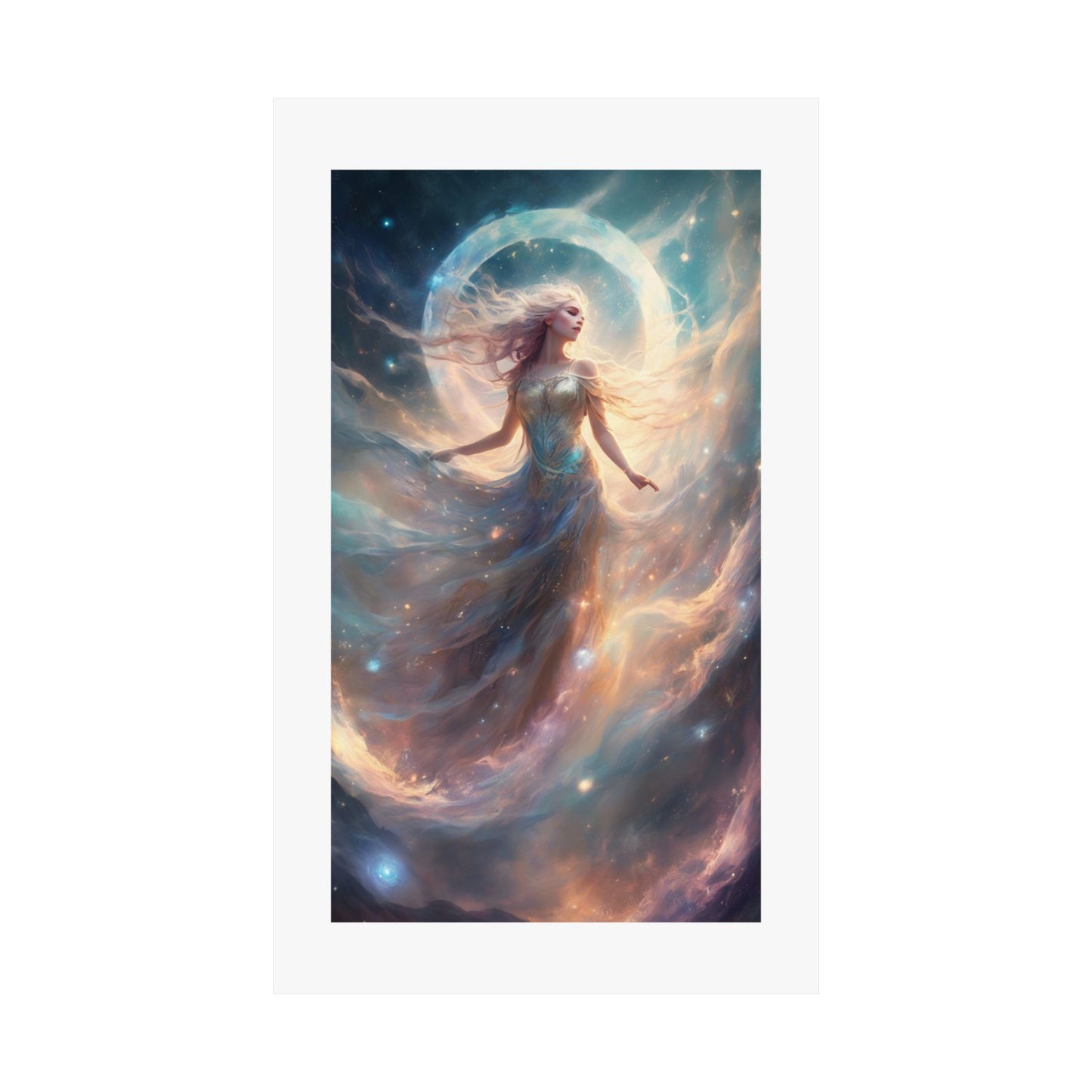 Moonlit Celestial Dancer Fantasy Portrait Poster