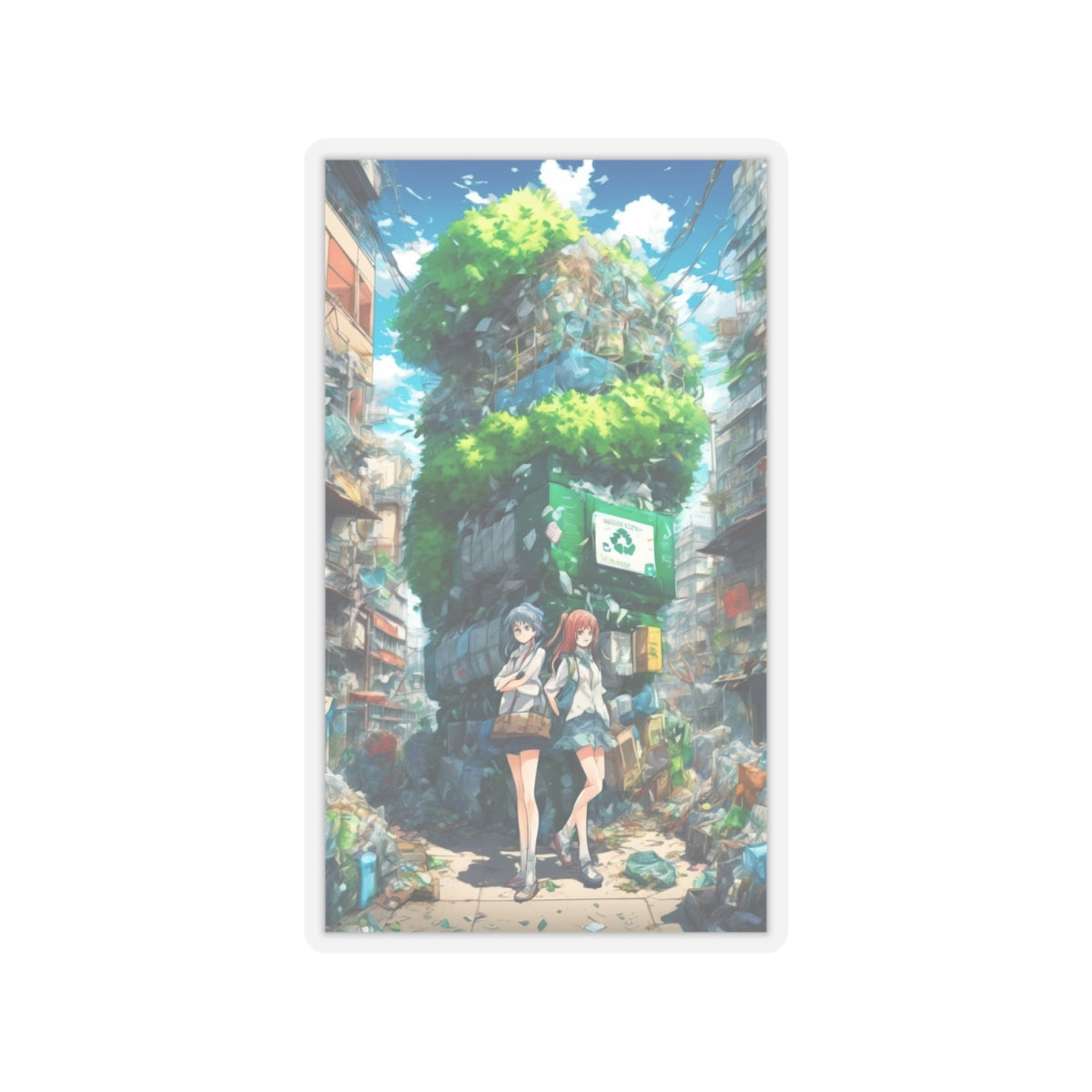 Urban Recycling Anime Friends Recycle City Sticker