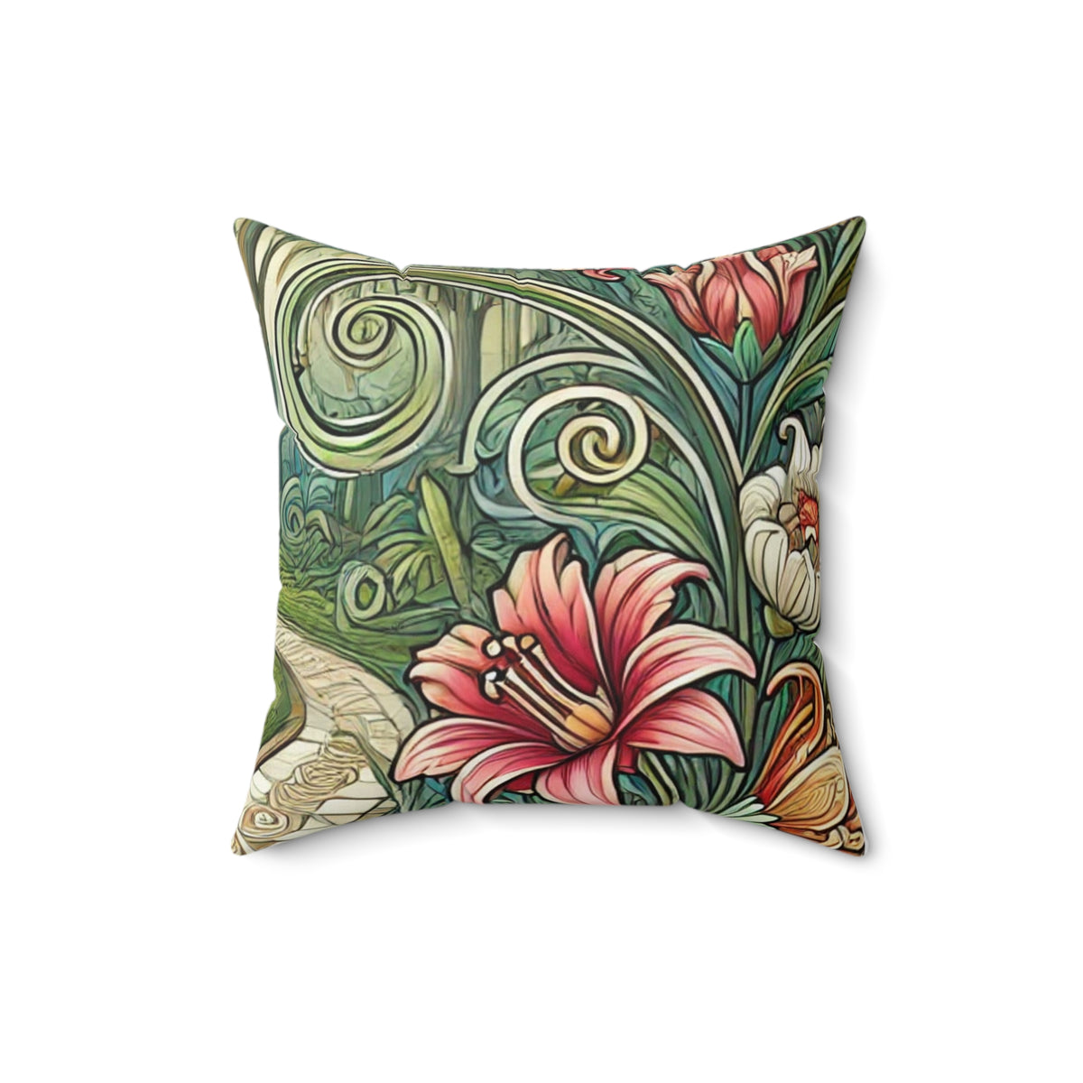 Botanical Gazebo Garden Art Nouveau Decorative Pillow