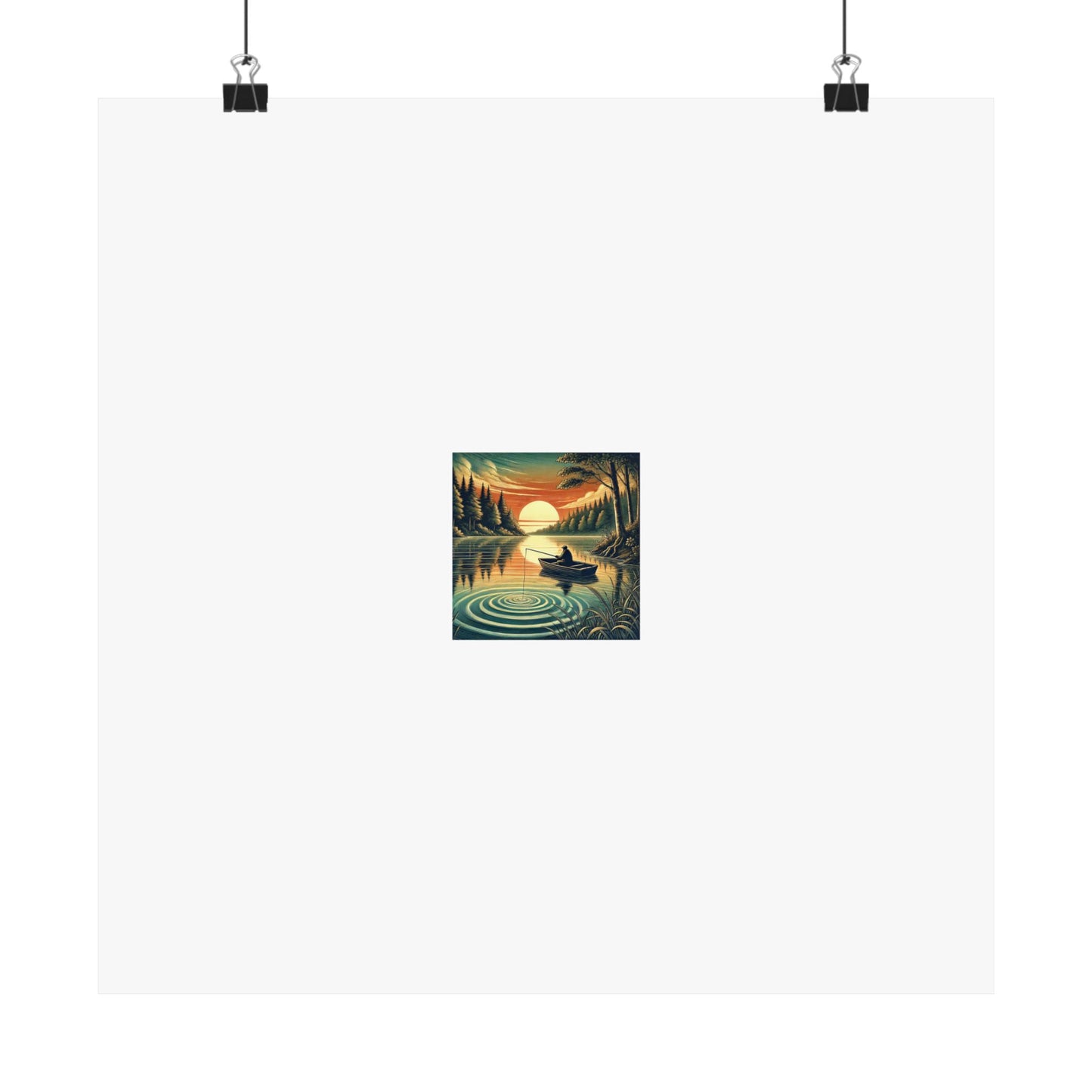 Sunset Lake Fishing Retreat Poster Lake House Fishing Wall Art Gift