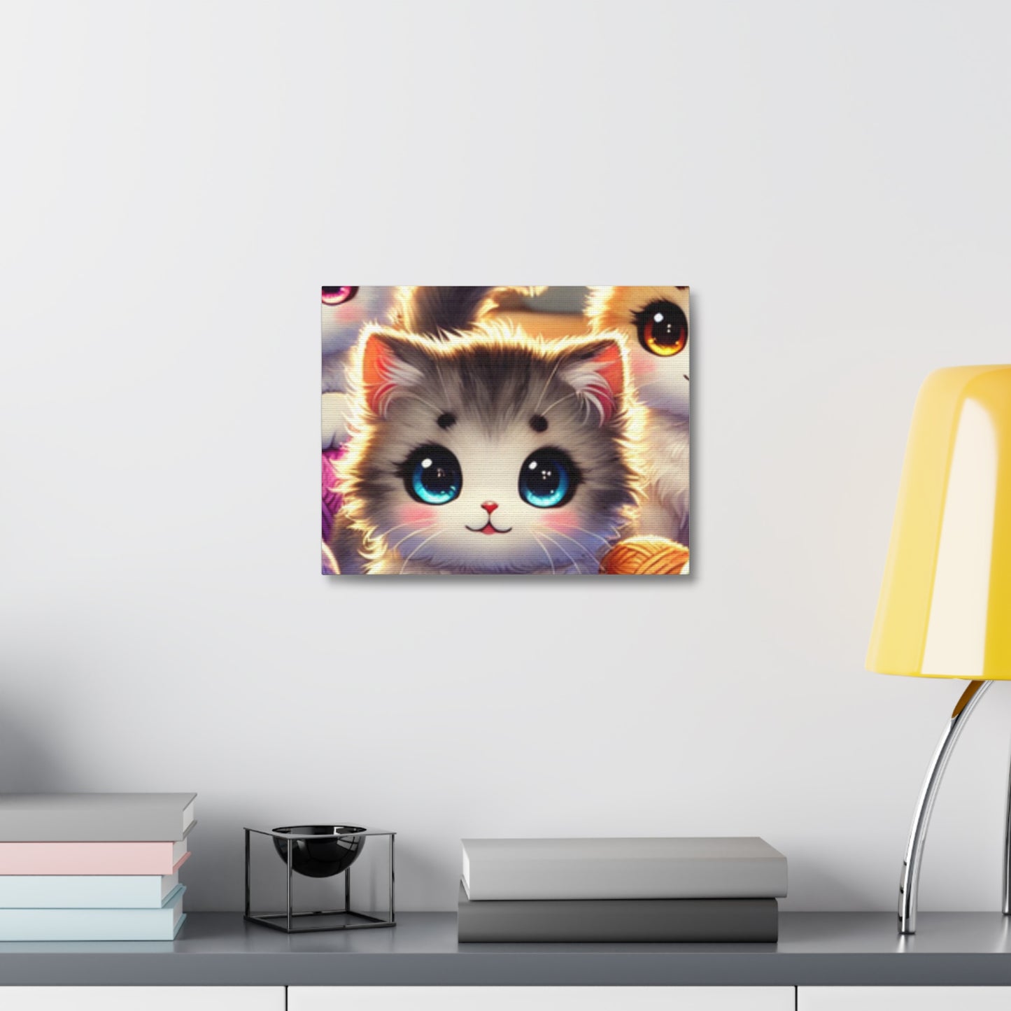 Cozy Yarn Kittens Cute Cat Canvas Knitting Room Wall Art Gift