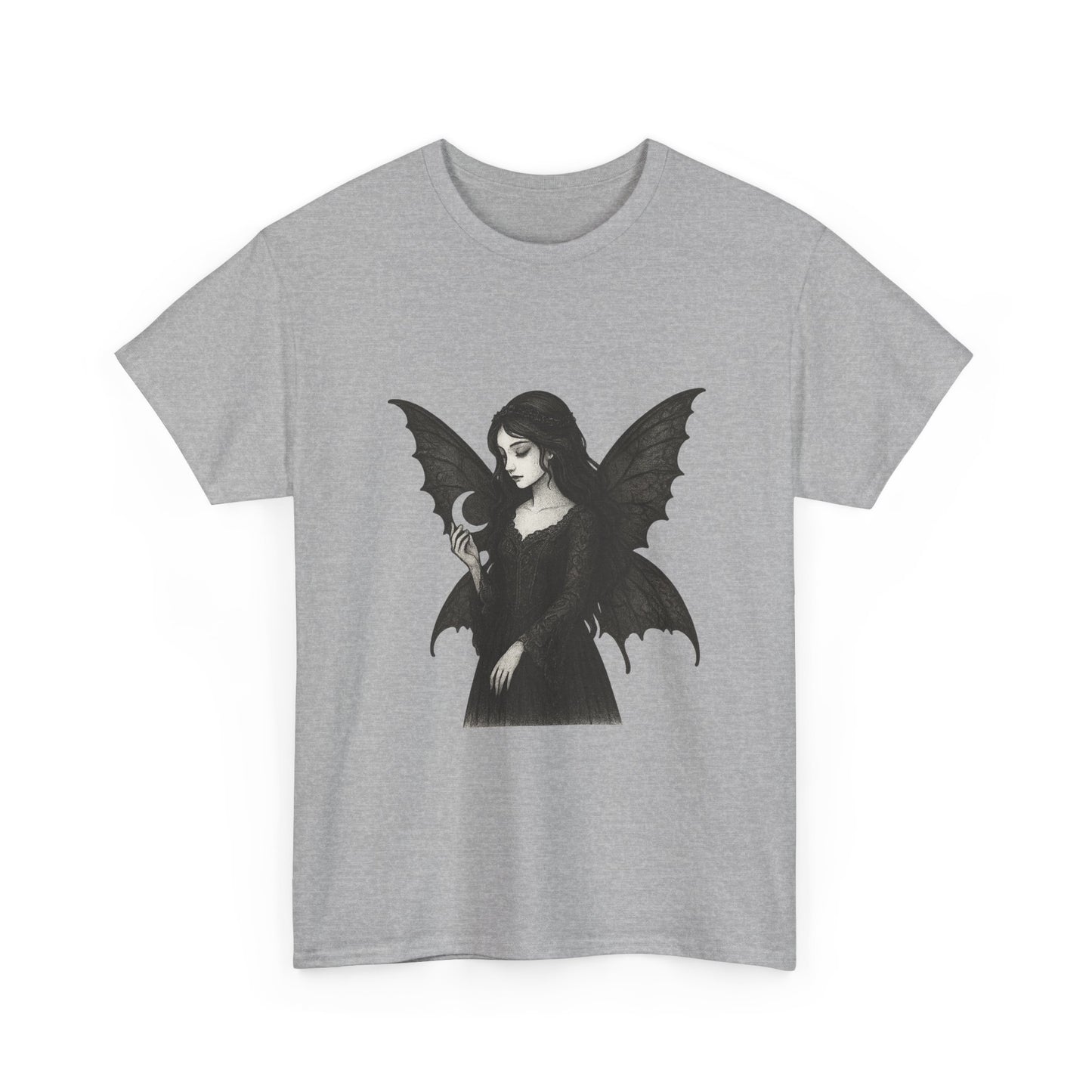 Gothic Fairy Tee, Unisex Cotton T-Shirt with Bat Wings, Forest Aesthetic Shirt, Perfect for Halloween, Casual Wear, Emo Witch
