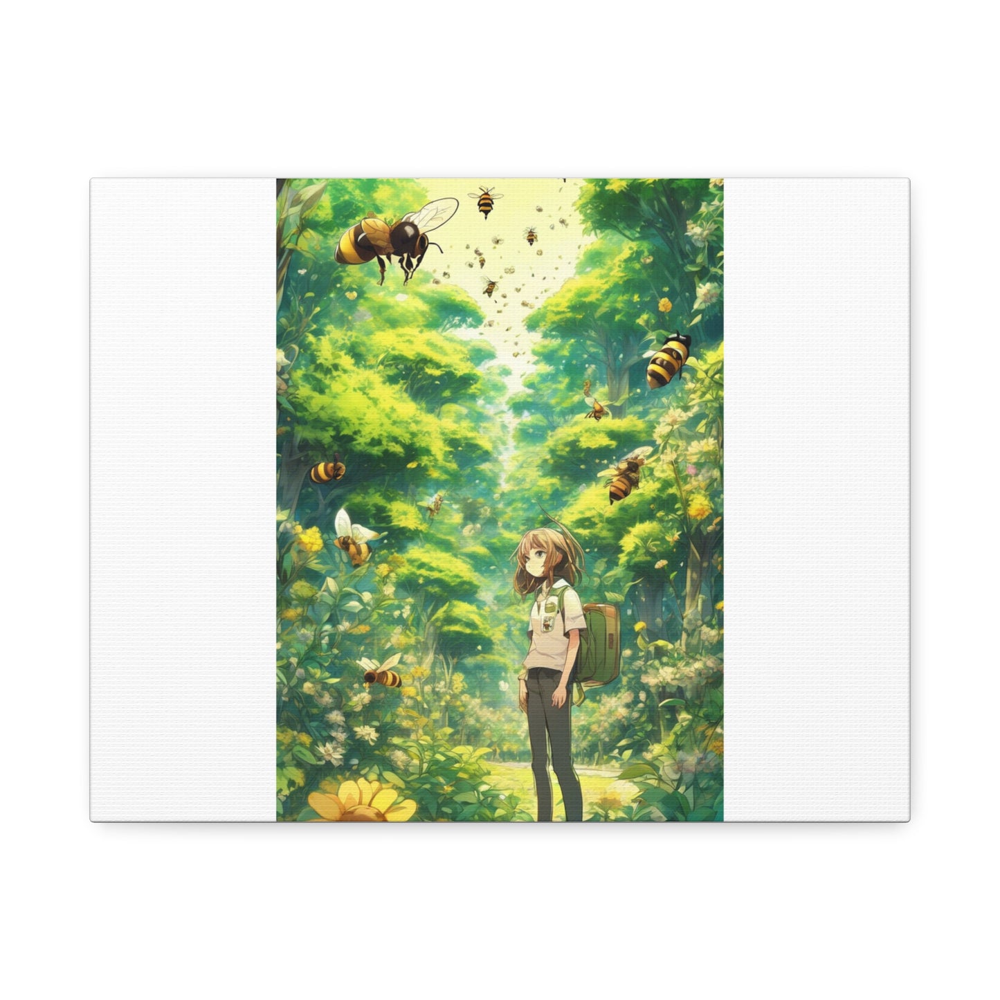 Bee Garden Explorer Anime Nature Art Canvas