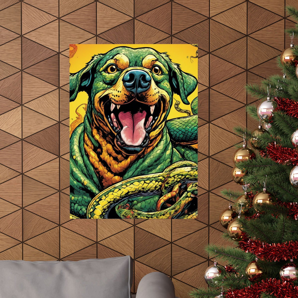 Surreal Serpent Hound Dark Fantasy Wall Art Poster