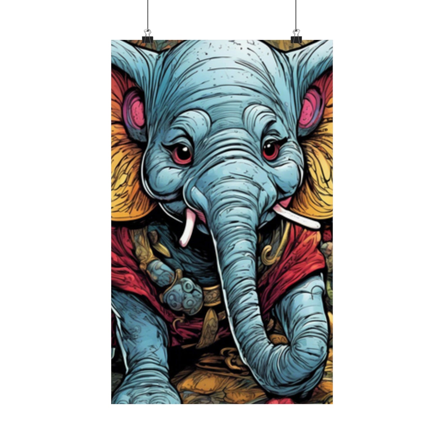 Colorful Elephant Garden Parade Wildlife Wall Art Poster