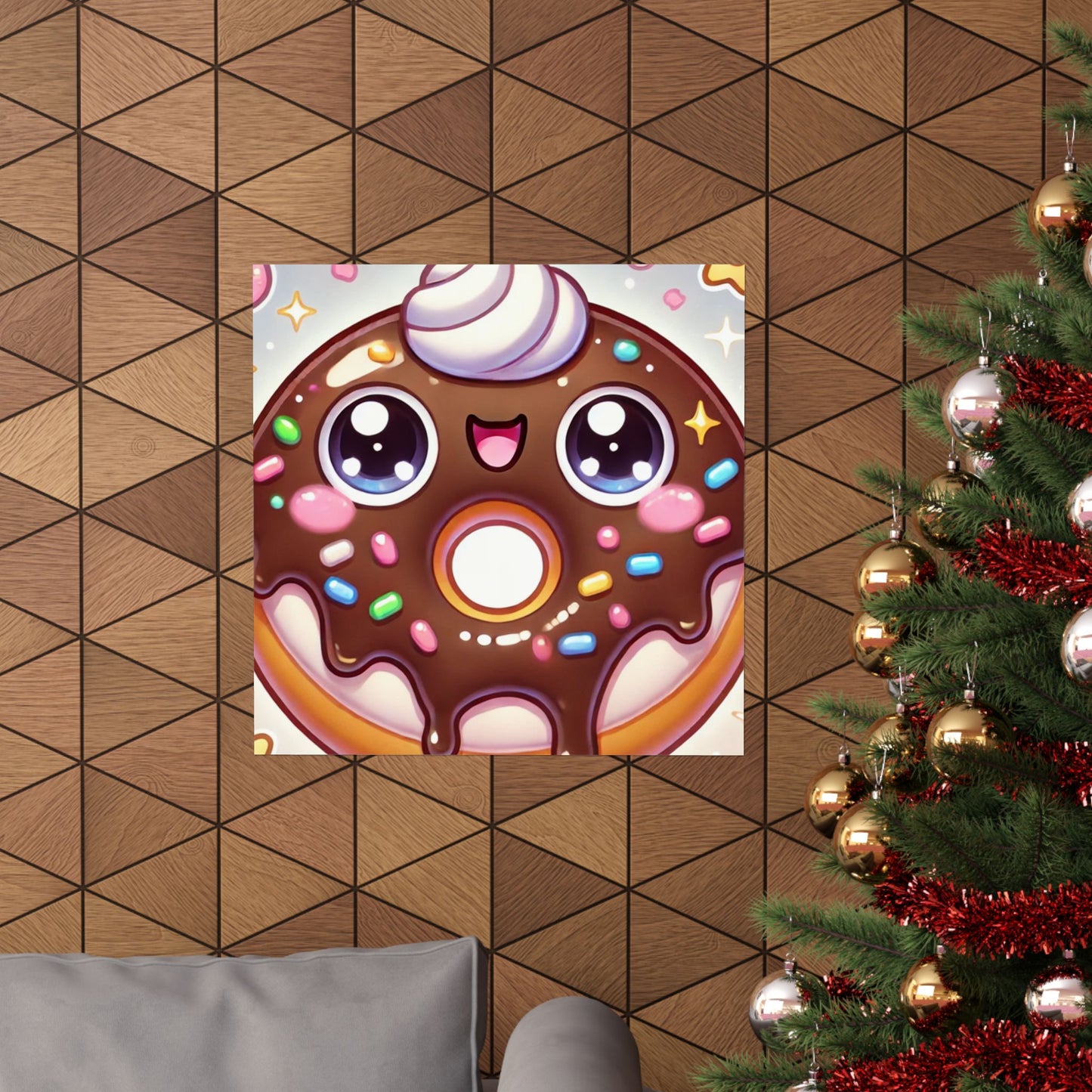 Kawaii Chocolate Donut Cute Dessert Art Poster