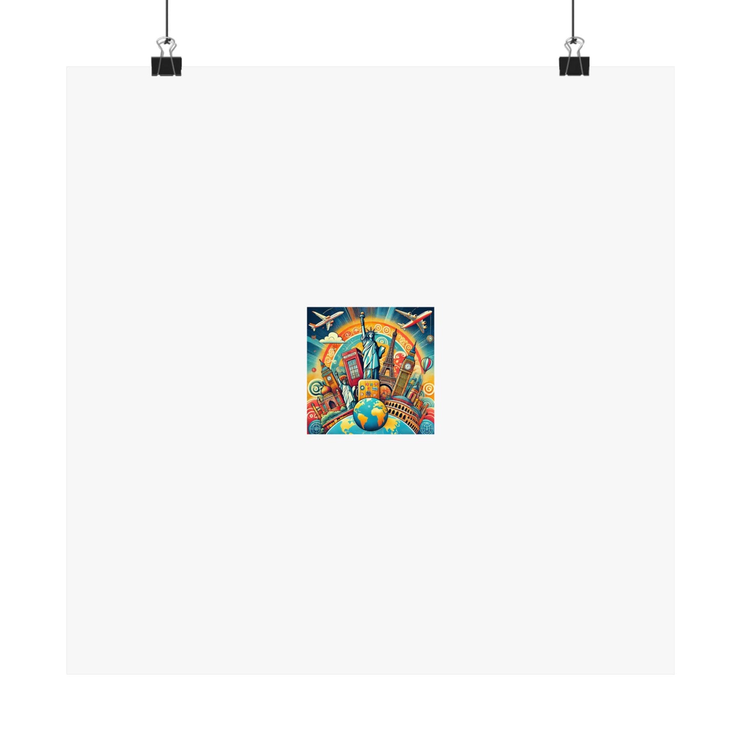 Global Landmark Adventure Collage Colorful Travel Poster