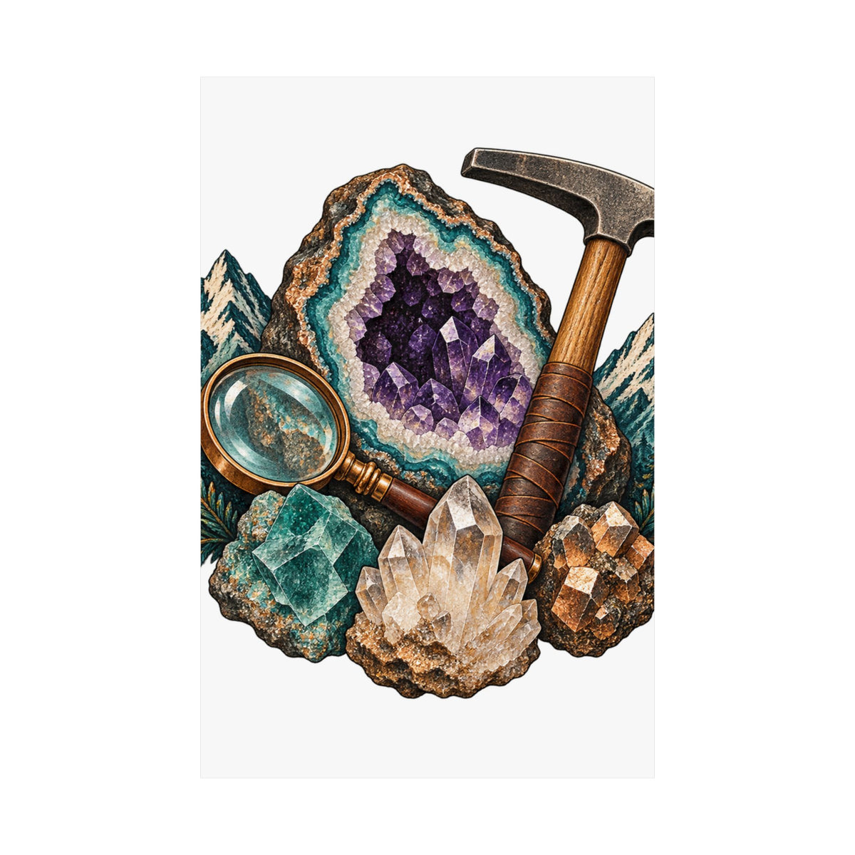 Vintage Geode and Rockhounding Field Kit Poster