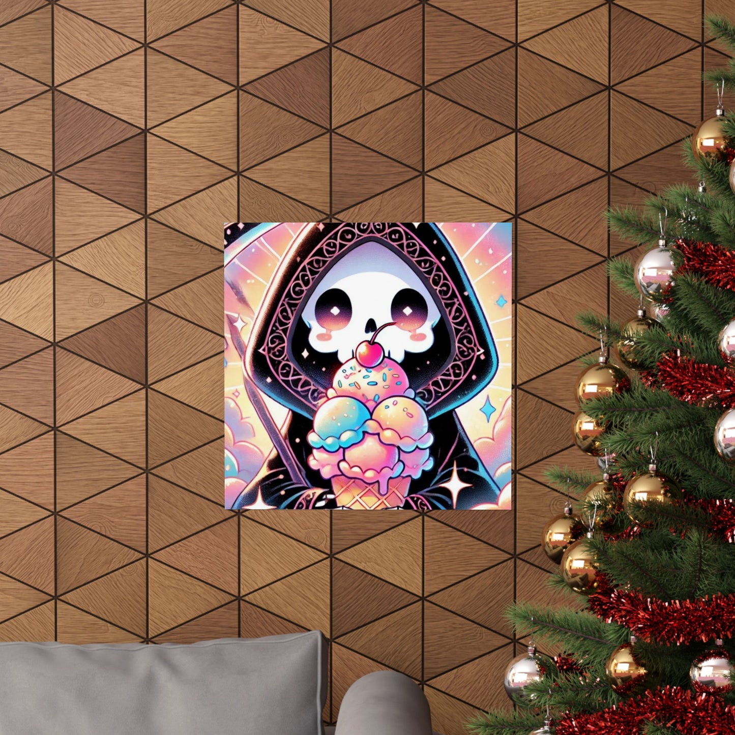 Cute Grim Reaper Ice Cream Pastel Novelty Poster