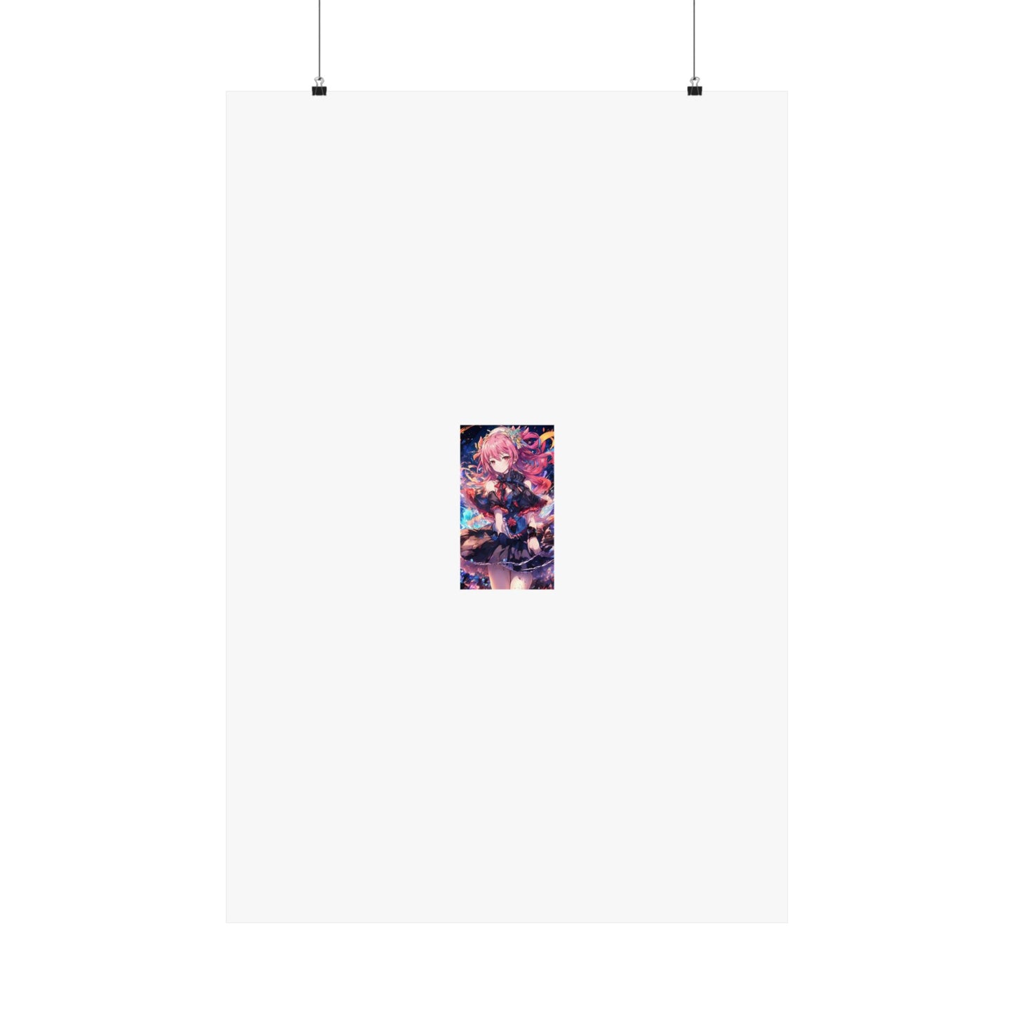 Pink Haired Fantasy Heroine Anime Portrait Poster Art