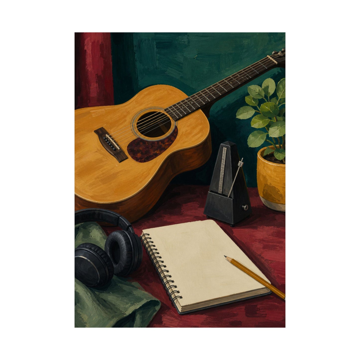 Cozy Acoustic Music Practice Art Poster