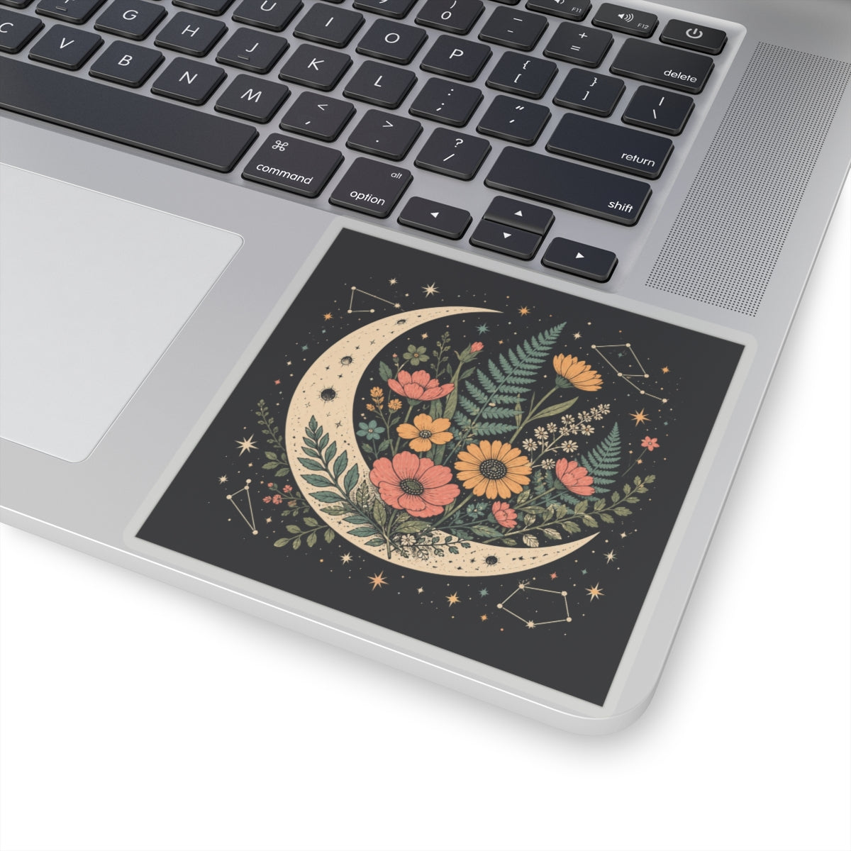 Celestial Wildflower Crescent Moon Botanical Sticker