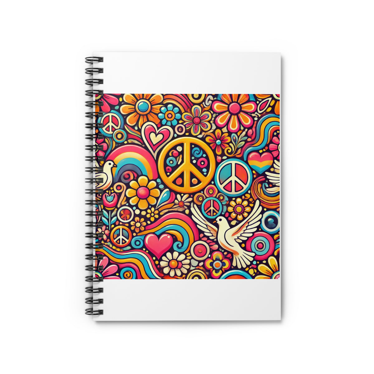 Colorful Peace Floral Pattern Spiral Notebook