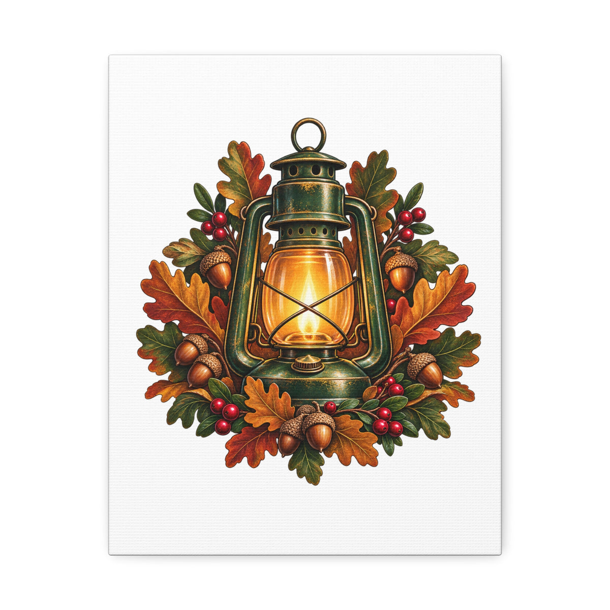 Autumn Oak Lantern and Acorns Canvas