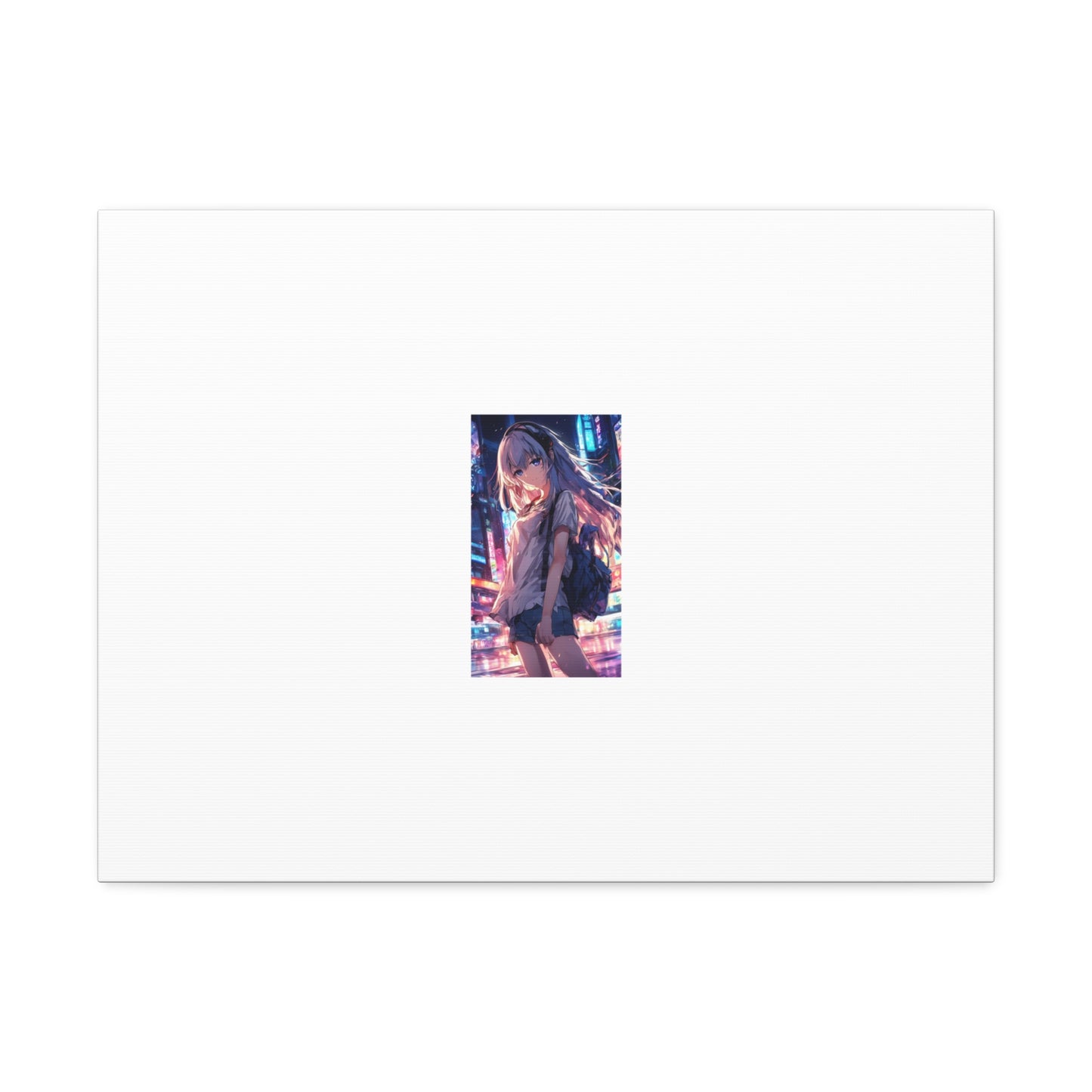 Anime City Night Heroine Portrait Neon Canvas Wall Art
