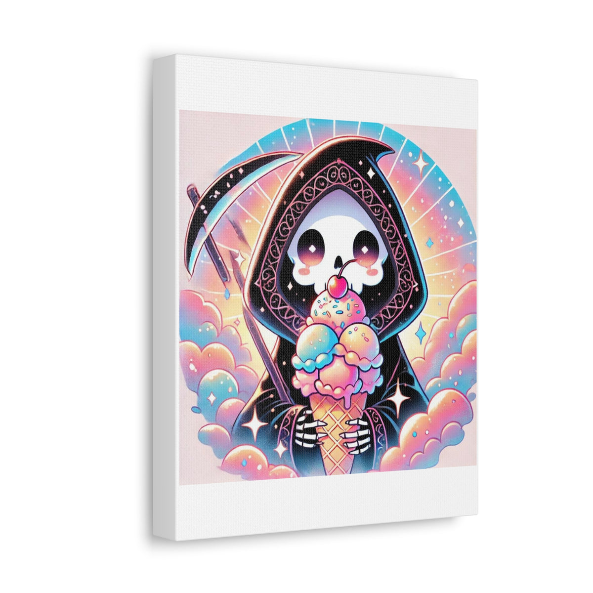 Pastel Grim Reaper Ice Cream Cute Gothic Canvas Art