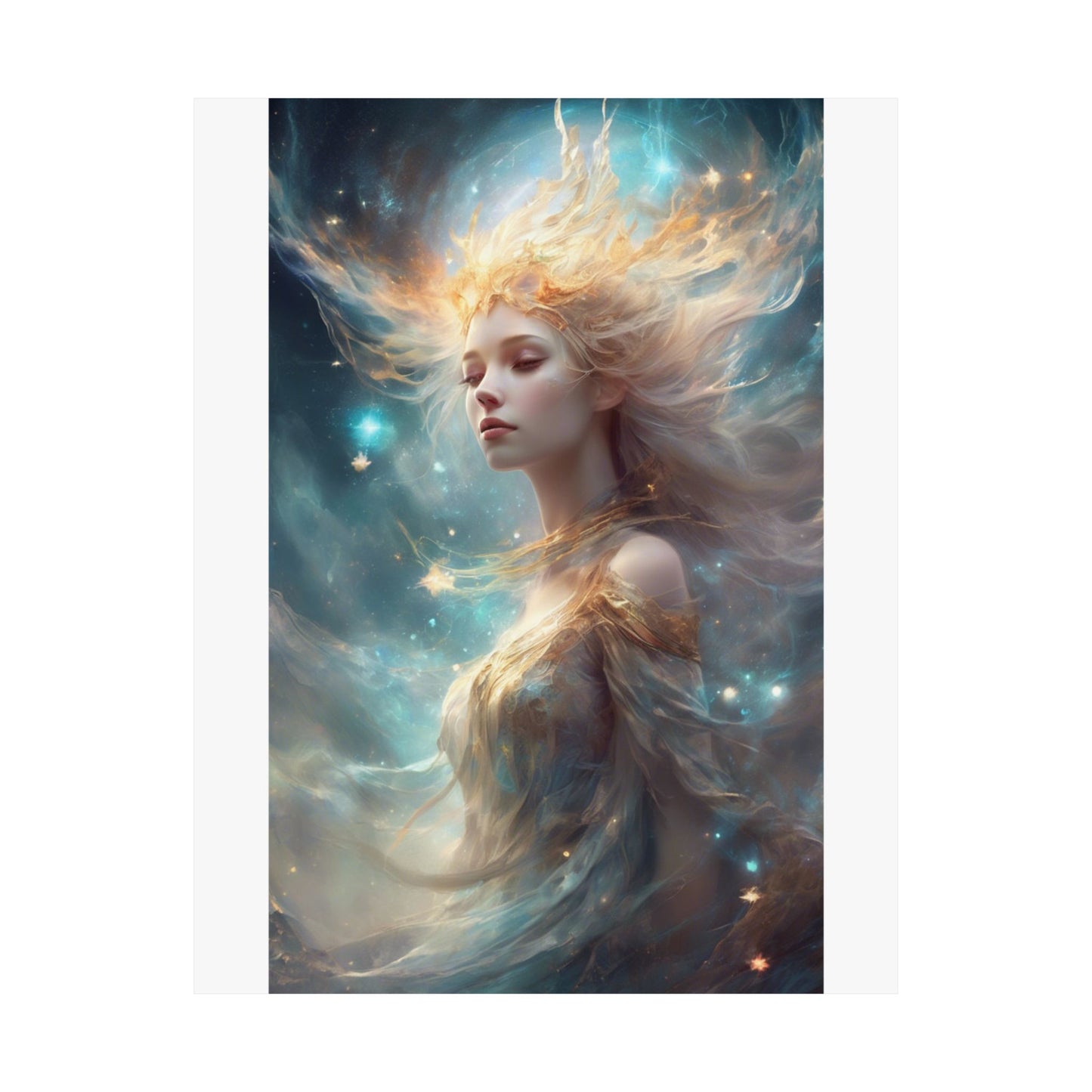 Solar Celestial Spirit Fantasy Portrait Poster