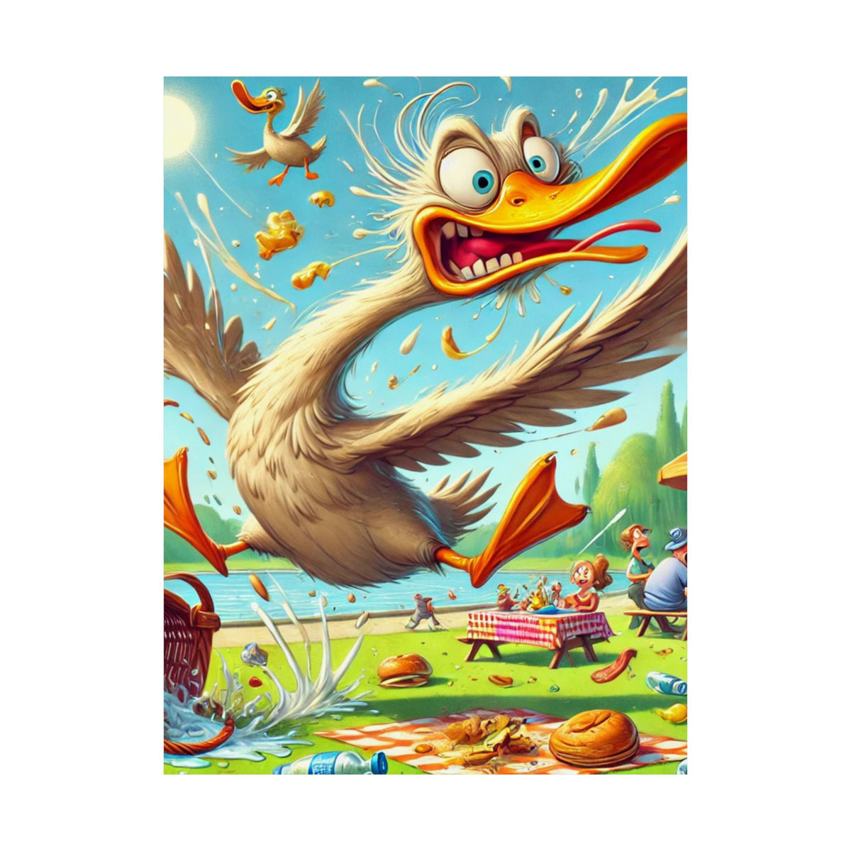 Chaotic Picnic Duck Funny Summer Wall Art Poster