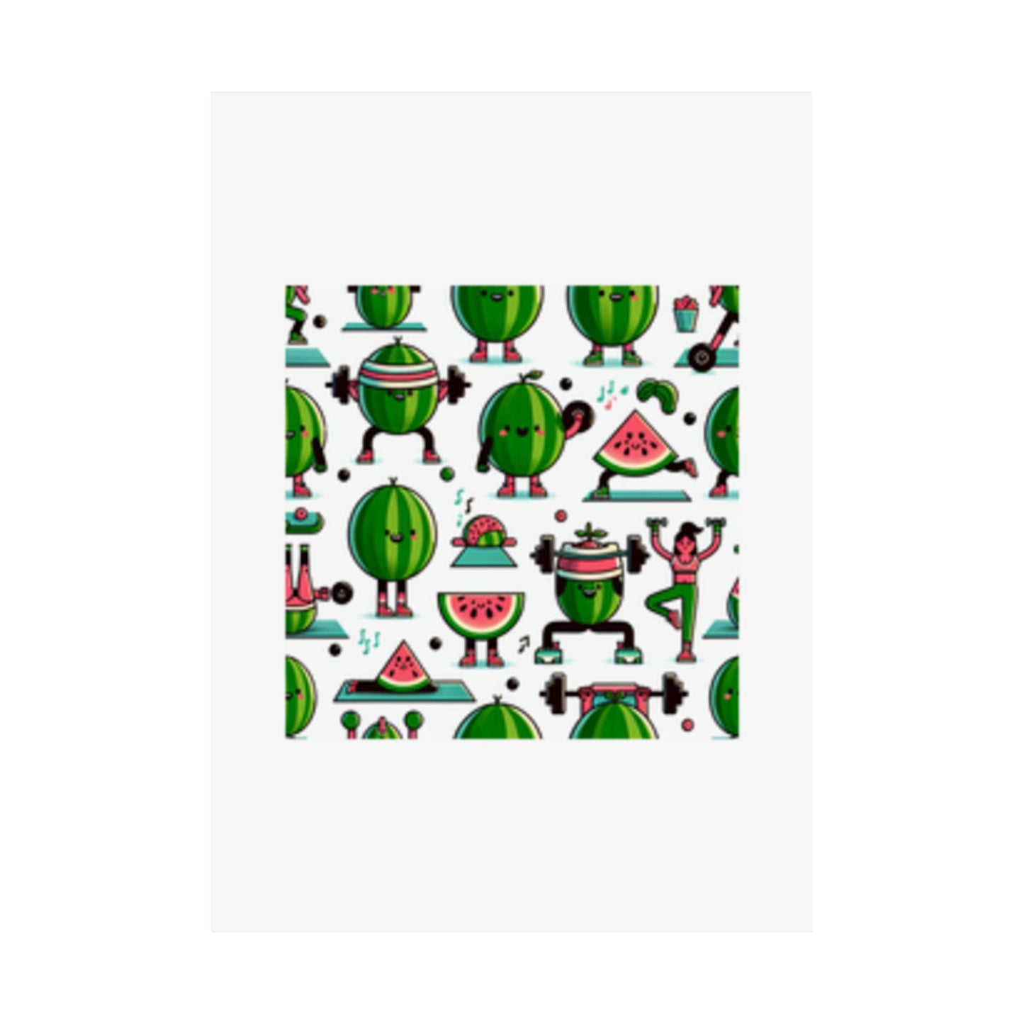 Watermelon Workout Club Cute Food Fitness Wall Art Poster