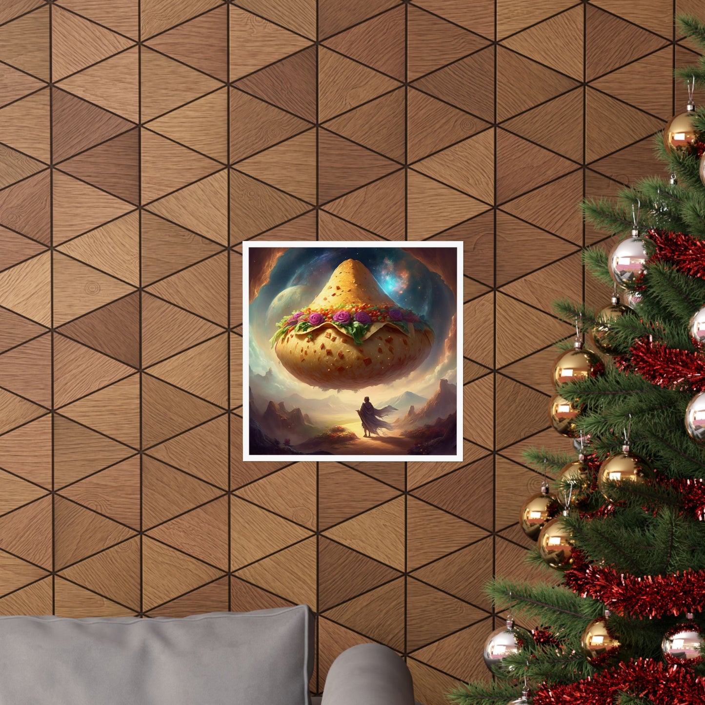 Cosmic Taco Planetoid Surreal Food Fantasy Art Poster