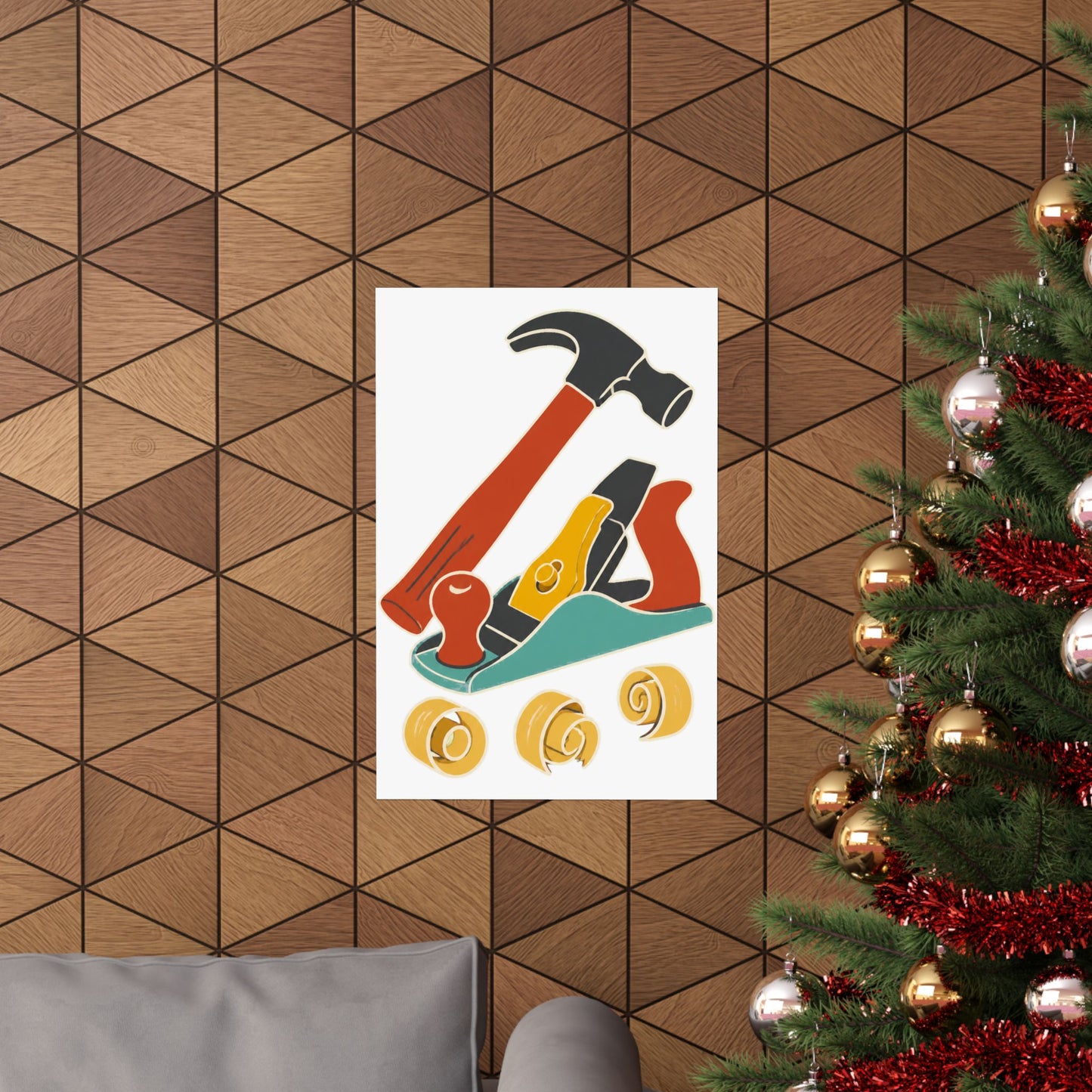 Carpenter Hammer Hand Plane Woodworking Art Poster