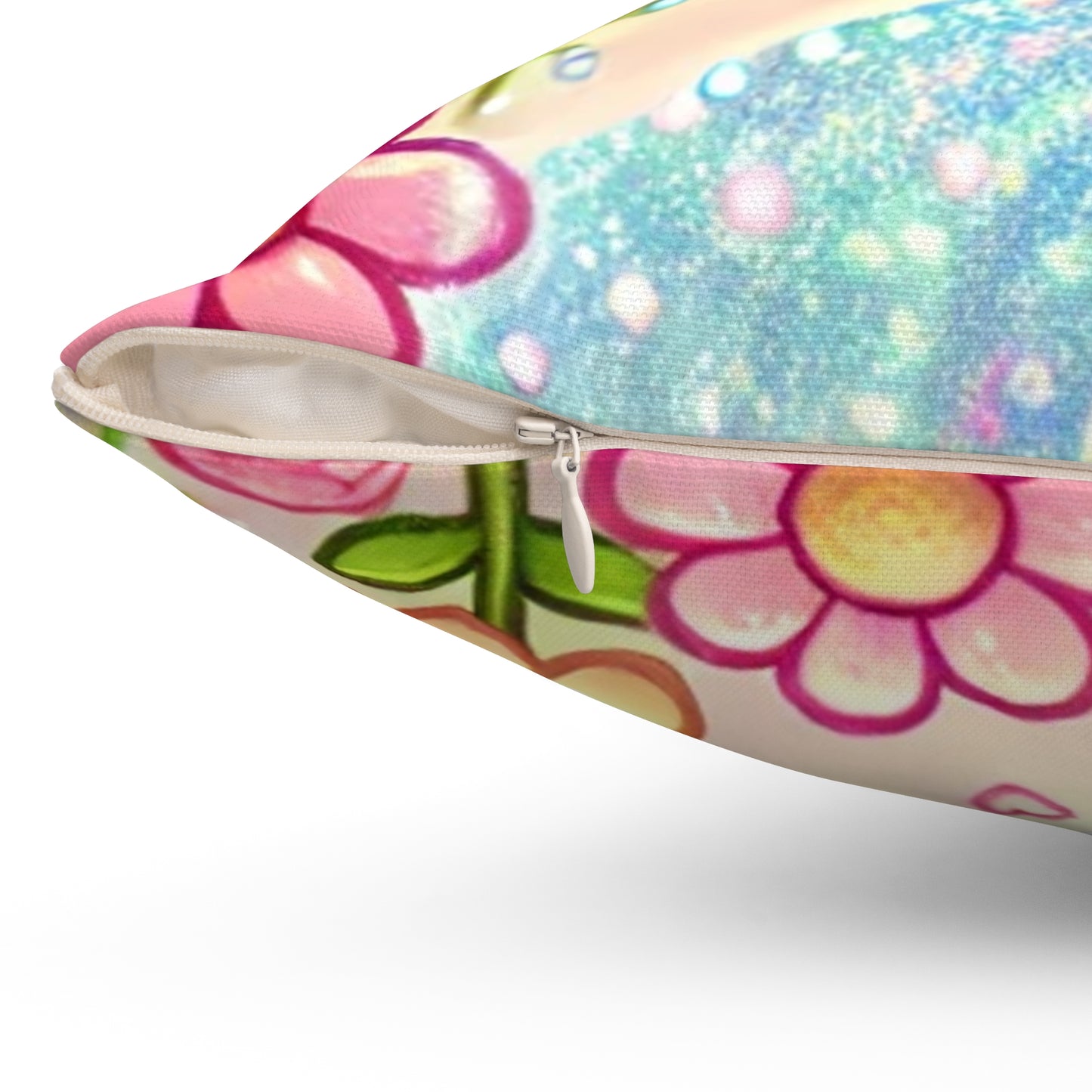 Pastel Rainbow Baby Elephant Floral Decorative Pillow