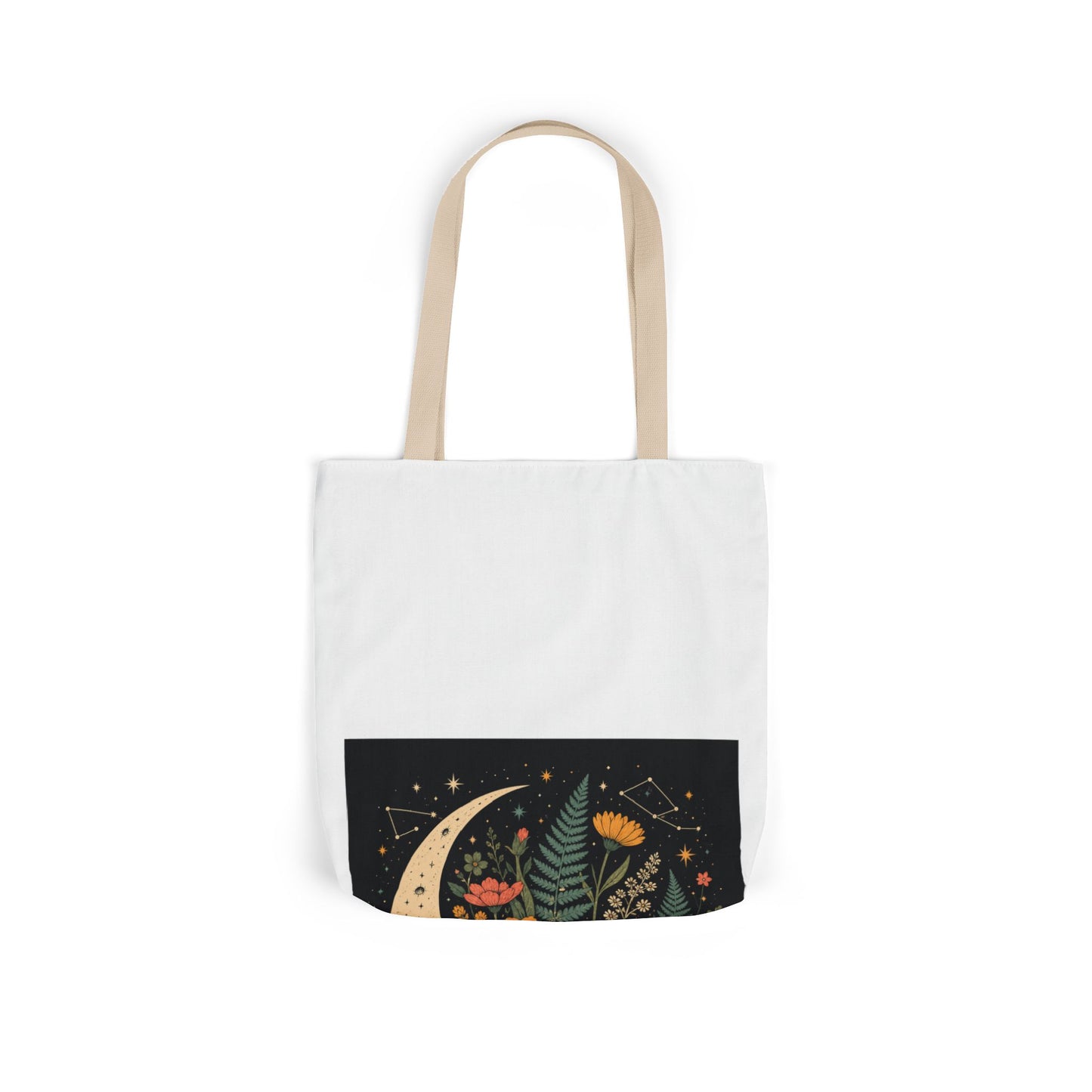 Celestial Wildflower Crescent Moon Botanical Tote Bag