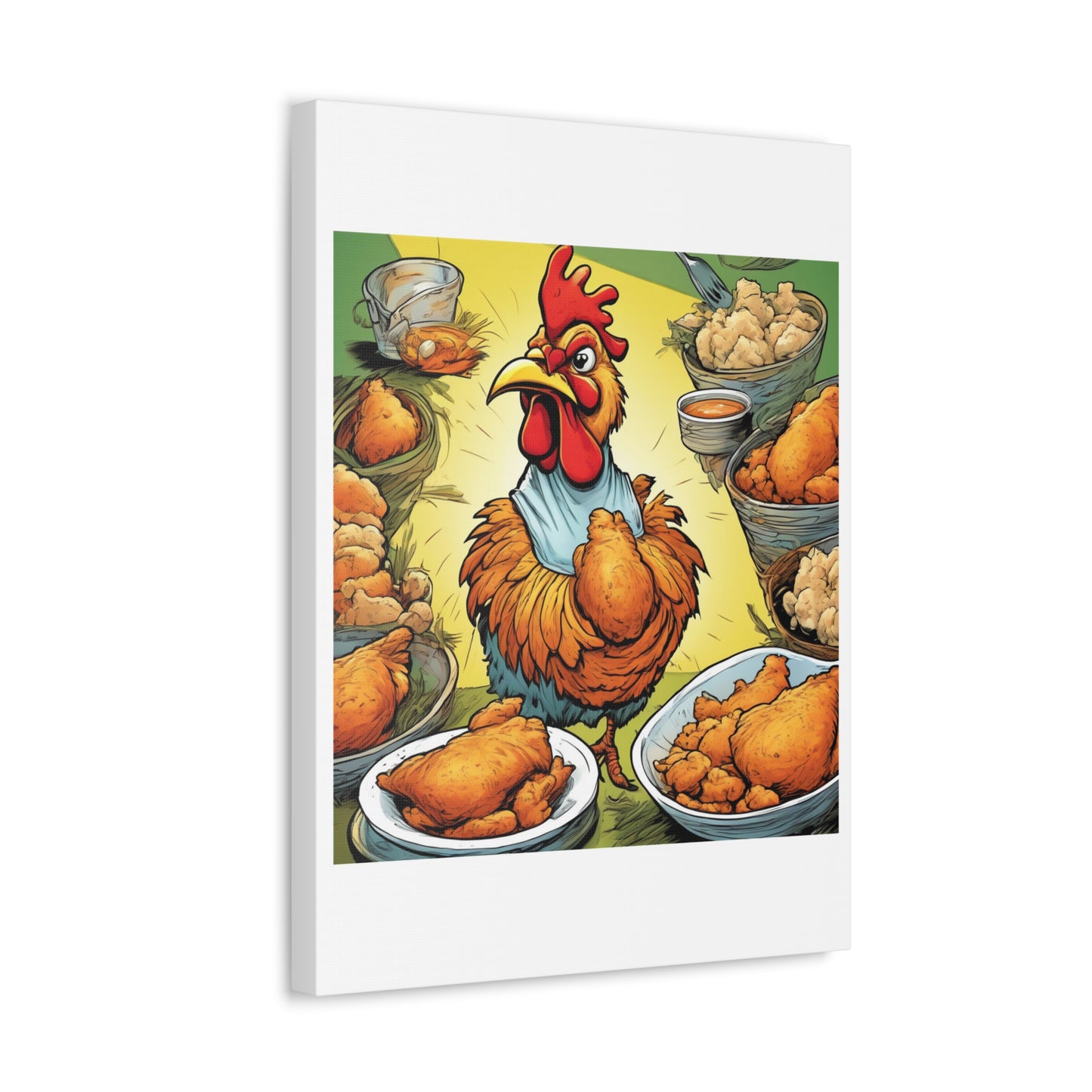 Funny Chicken Fried Food Comfort Food Art Canvas