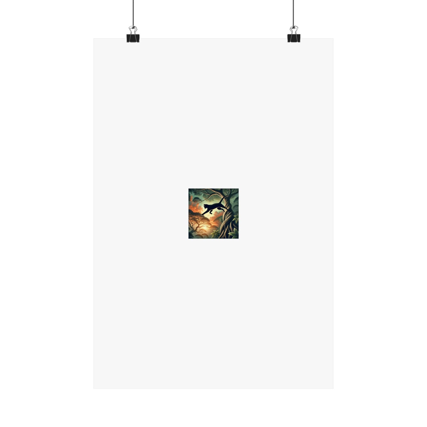 Enchanted Black Cat Forest Poster Fantasy Cat Wall Art Gift