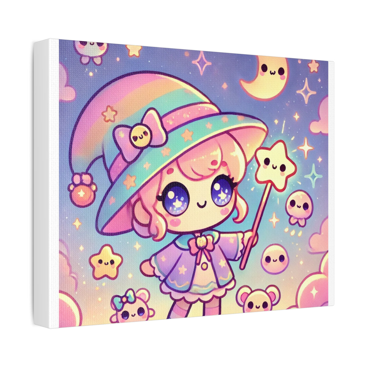 Kawaii Moon Wand Pastel Fantasy Canvas Wall Art