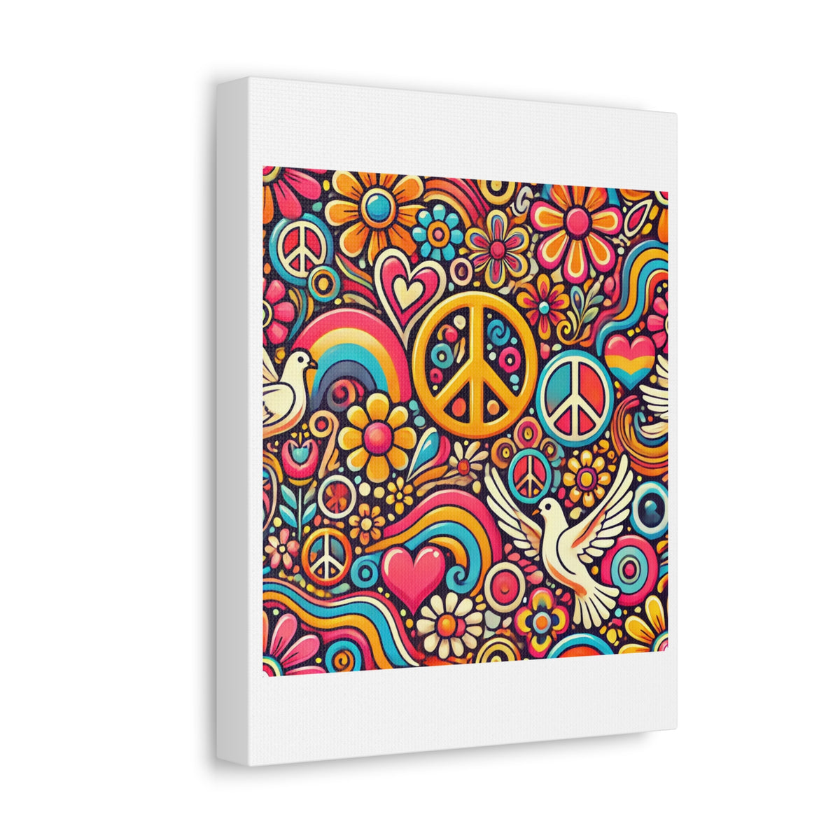 Colorful Peace Floral Pattern Canvas Wall Art